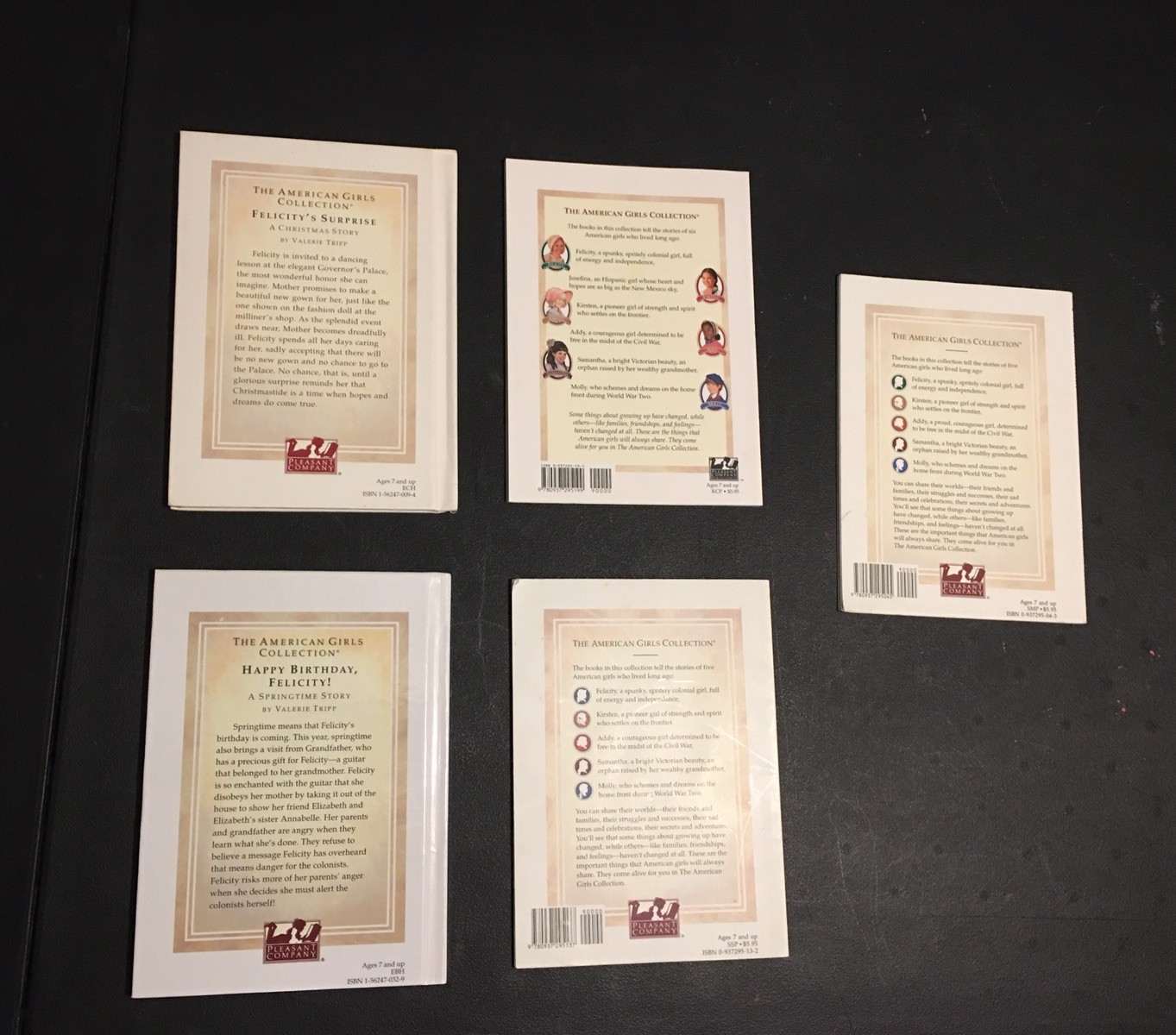 American Girl Doll Felicity Book Lot 5 Books Pleasant Company Samantha Kirsten