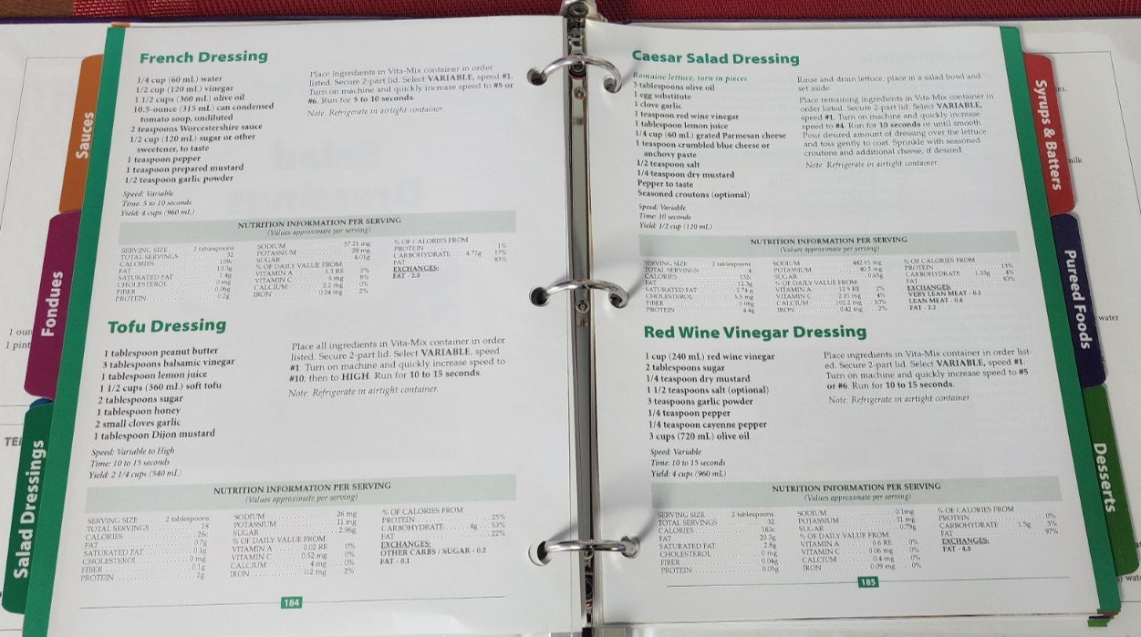 Vita-Mix XTN-208A 3-Ring Cookbook + Owner&rsquo;s Manual Whole Foods Recipes 3 Ring HB