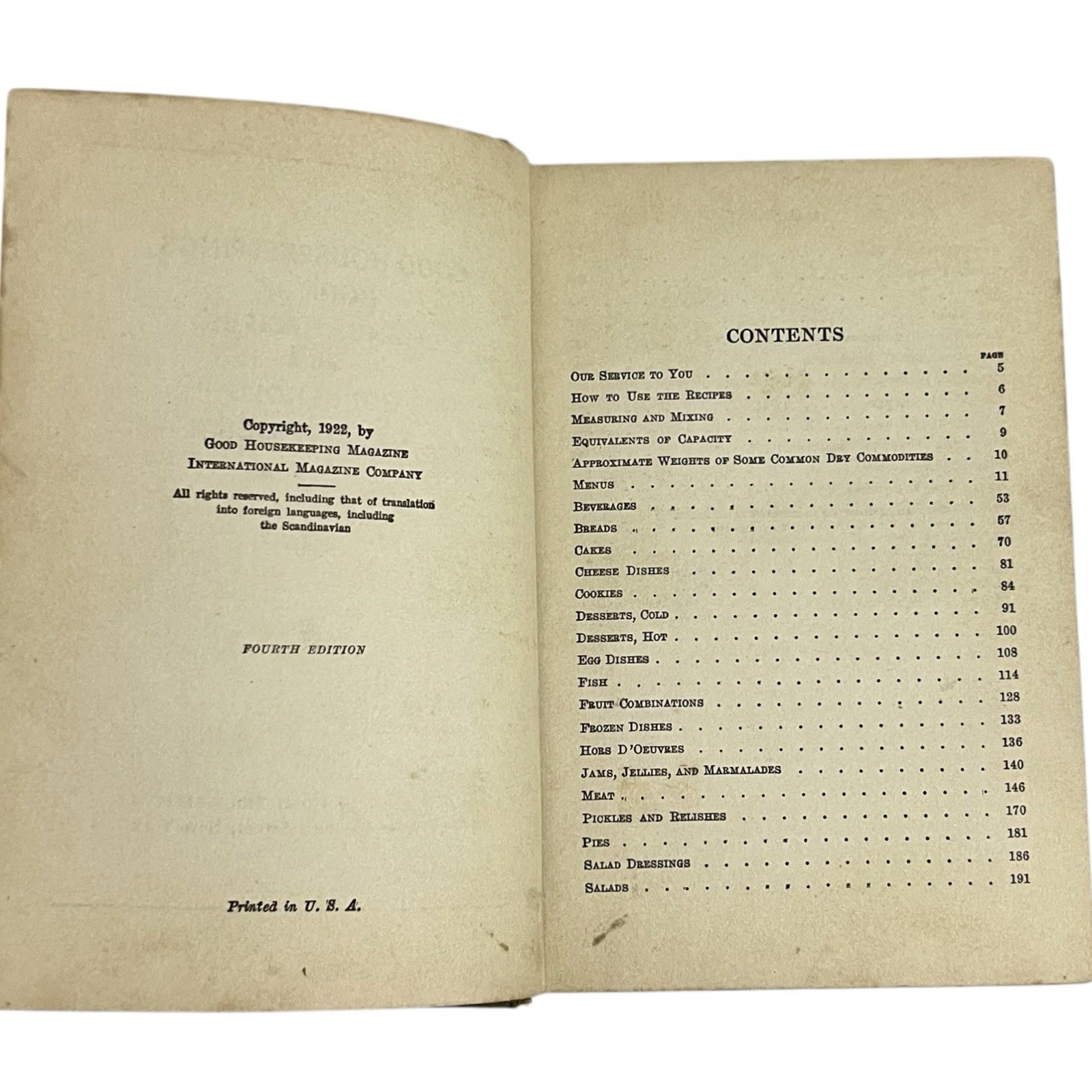 Good Housekeeping&rsquo;s Menus Recipes & Household Discoveries 1920&rsquo;s HC Cookbook
