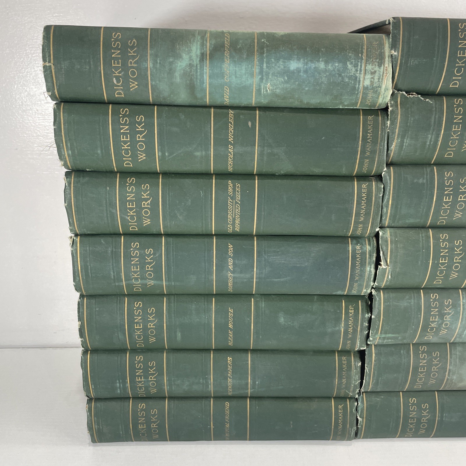 Lot of 14 Vintage Charles Dickens&rsquo;s Works Hardcover Books John Wanamaker
