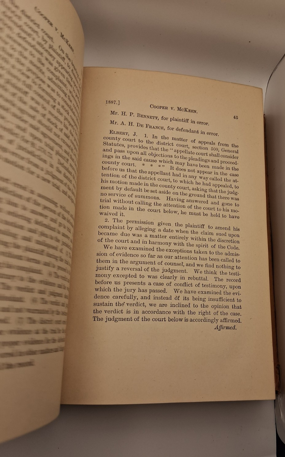 Colorado Reports: Cases Adjudged September 1889 Volume XI (11) Leather Law/Legal