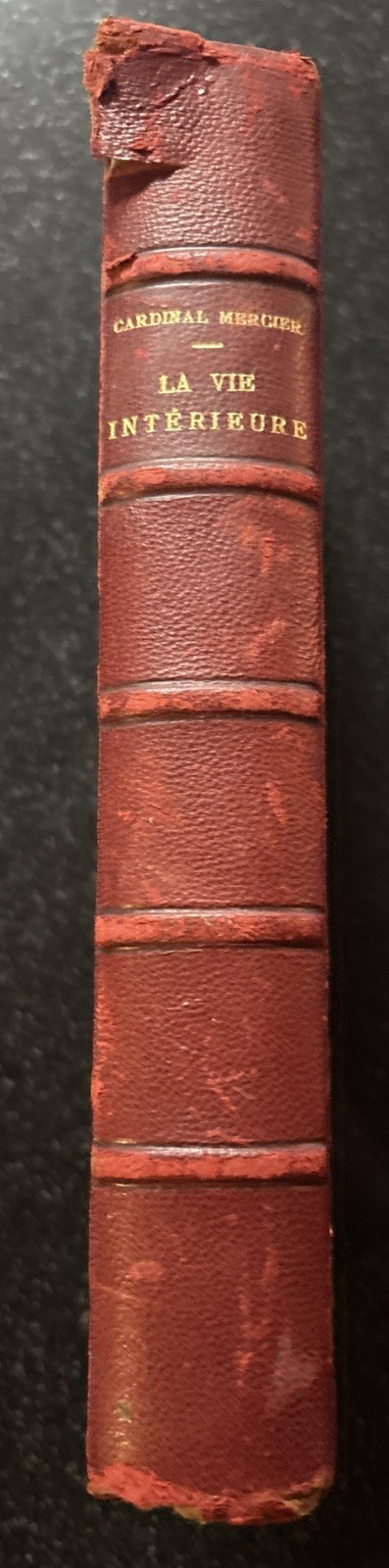 1927 La Vie Intérieure Cardinal Mercier Red Leather Inscription & Tea
