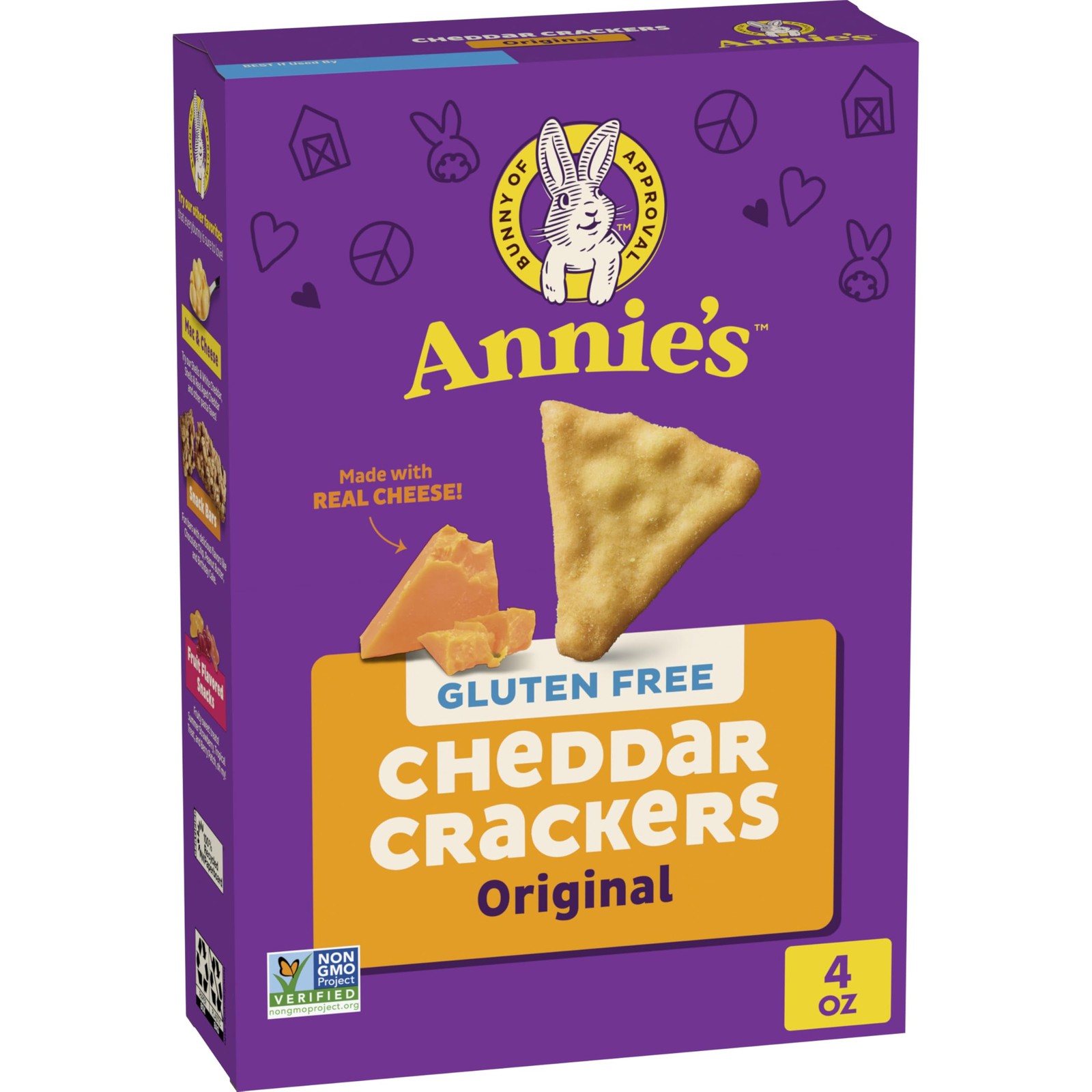 Annie&rsquo;s Gluten Free Cheddar Crackers, Original, Made with Real Cheese, 4 oz