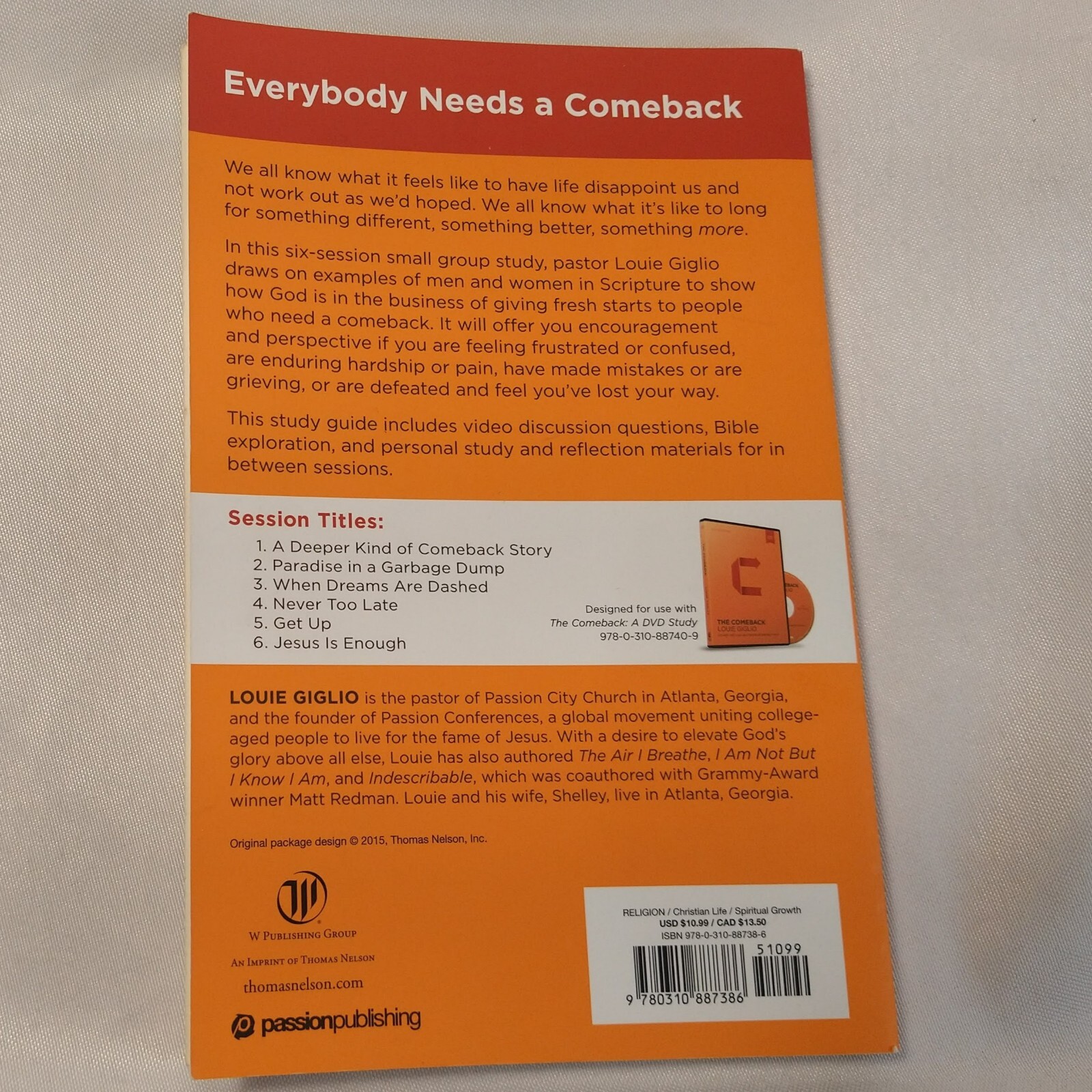 The Comeback Study Guide It&rsquo;s Not Too Late by Louie Giglio paperback