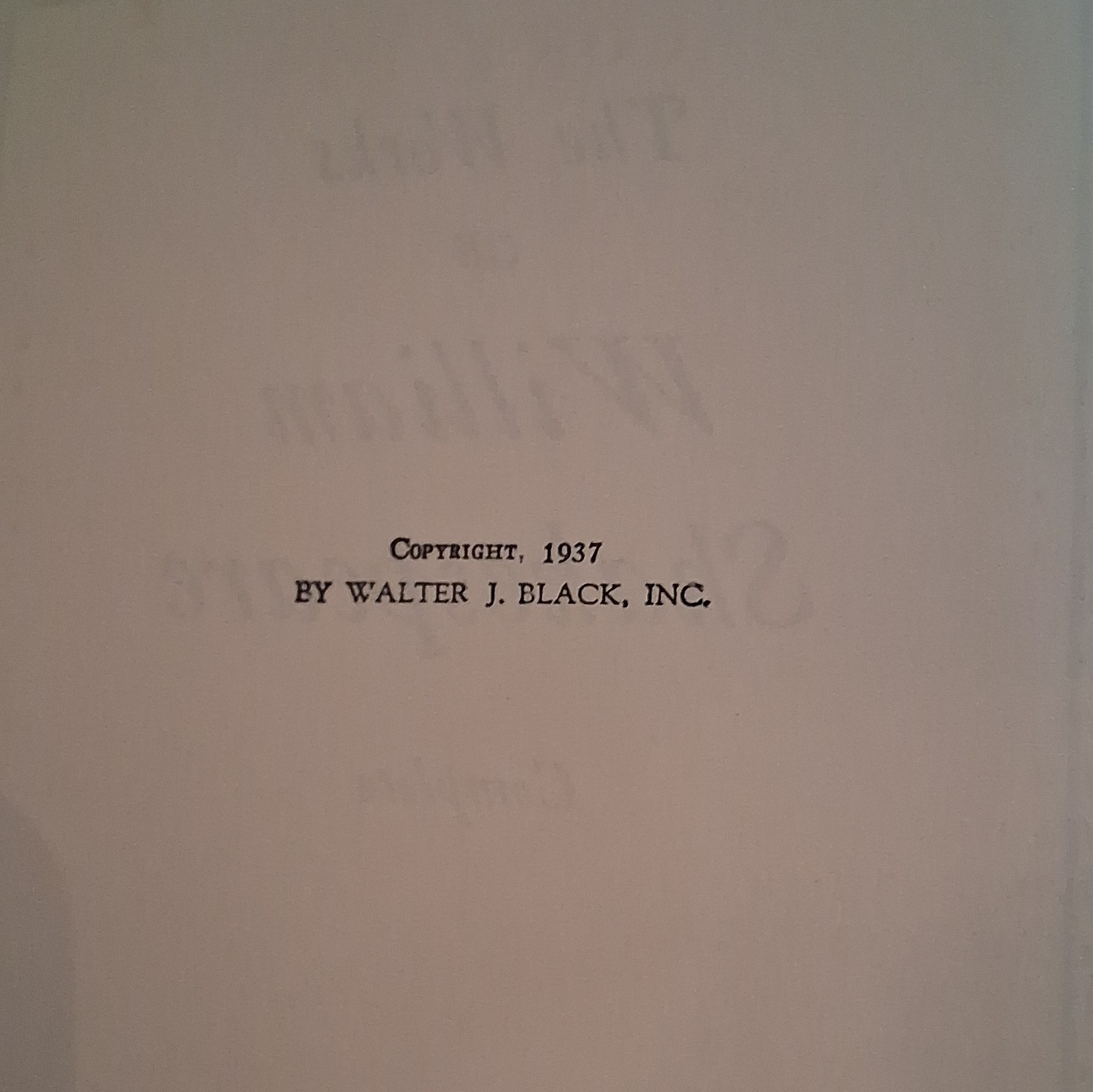 William Shakespeare The Works of Shakespeare HC 1937 Walter J. Black English