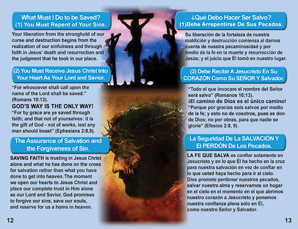 « ENGLISH & SPANISH Tracts, 20 Pages Each, Pack of 40 units, Powerful & Colorful
