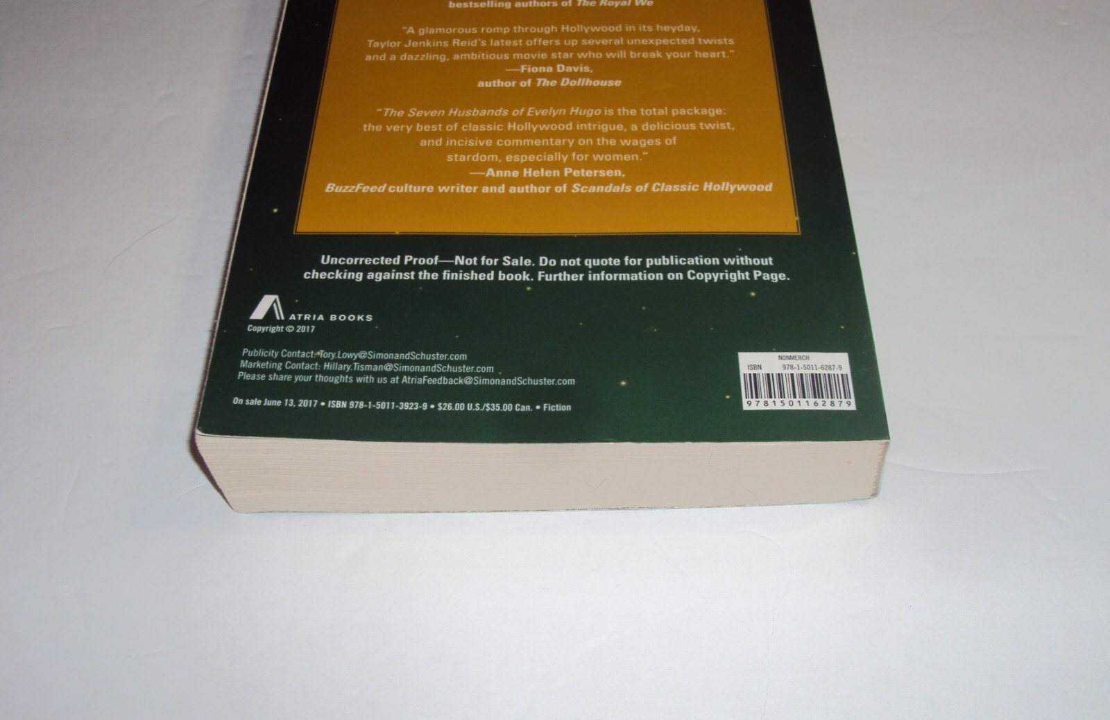 ARC The Seven Husbands of Evelyn Hugo ADVANCE READER&rsquo;S COPY Taylor Jenkins Reid