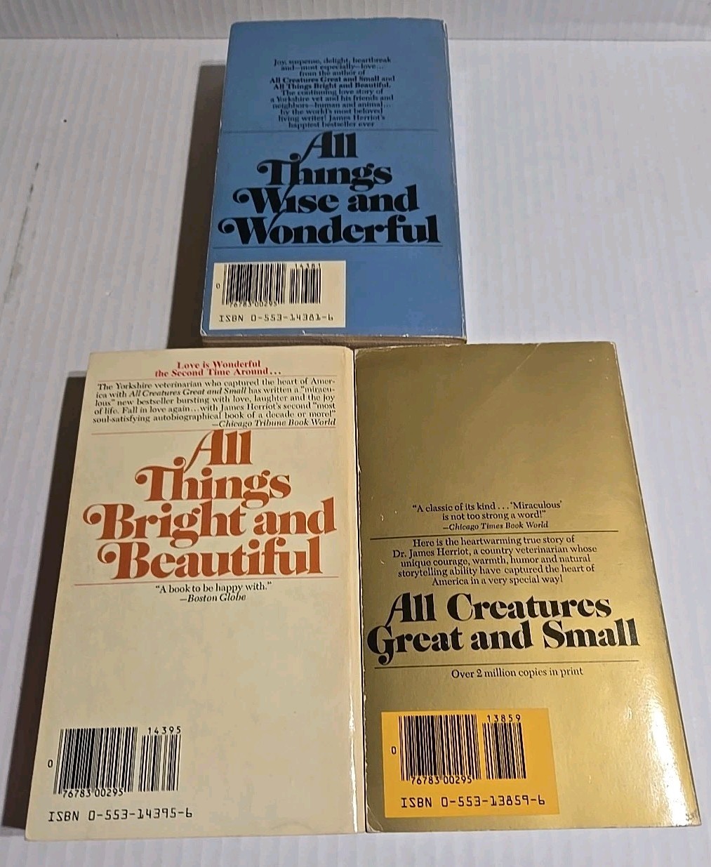 JAMES HERRIOT: All Three Lovable Bestsellers. Boxed Set Appr. 7&Prime; x 4.5&Prime; x 3.25&Prime;