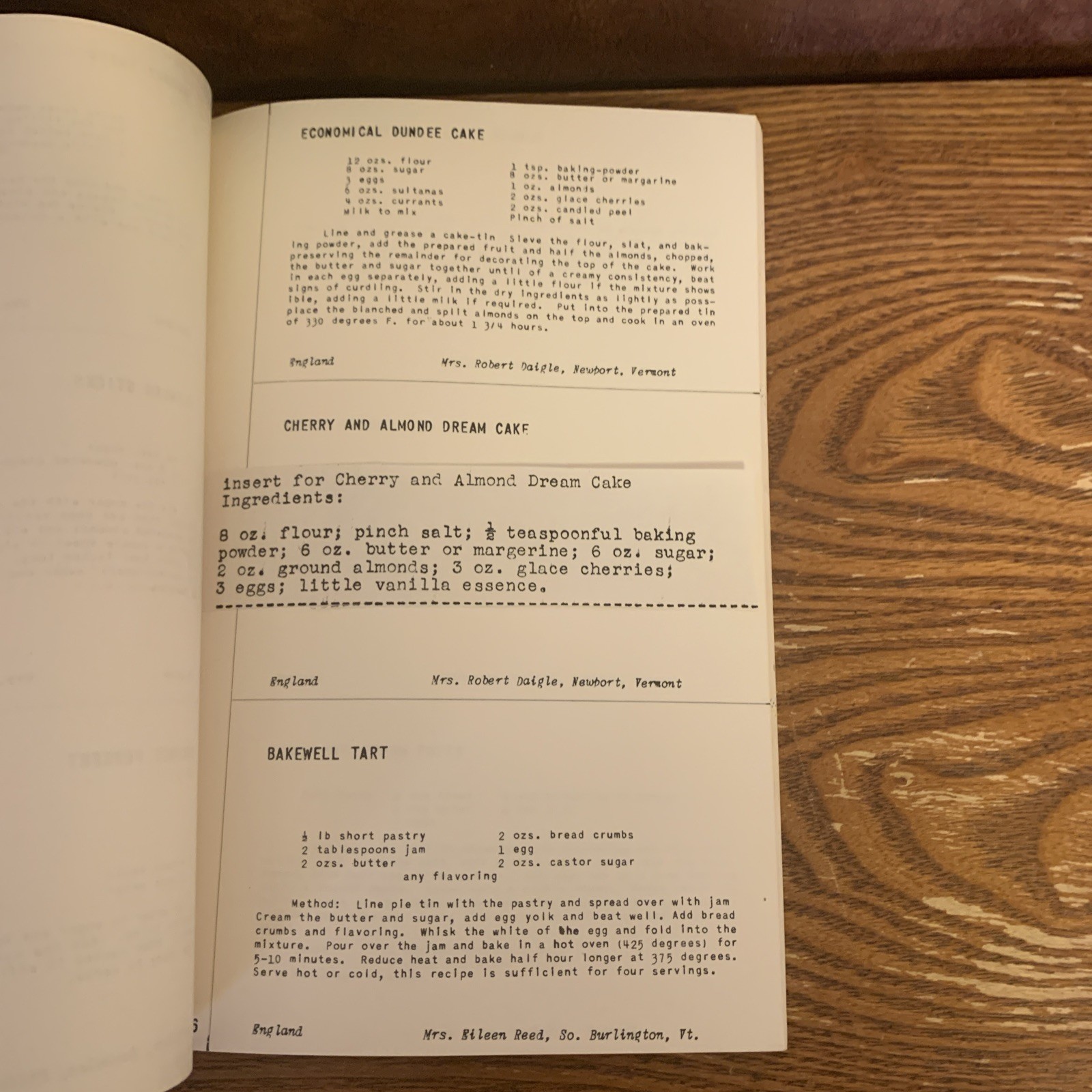 YWCA Vermont Overseas Wives Vintage INTL RECIPES Cookbook 1950&rsquo;s? 26 pages #E1