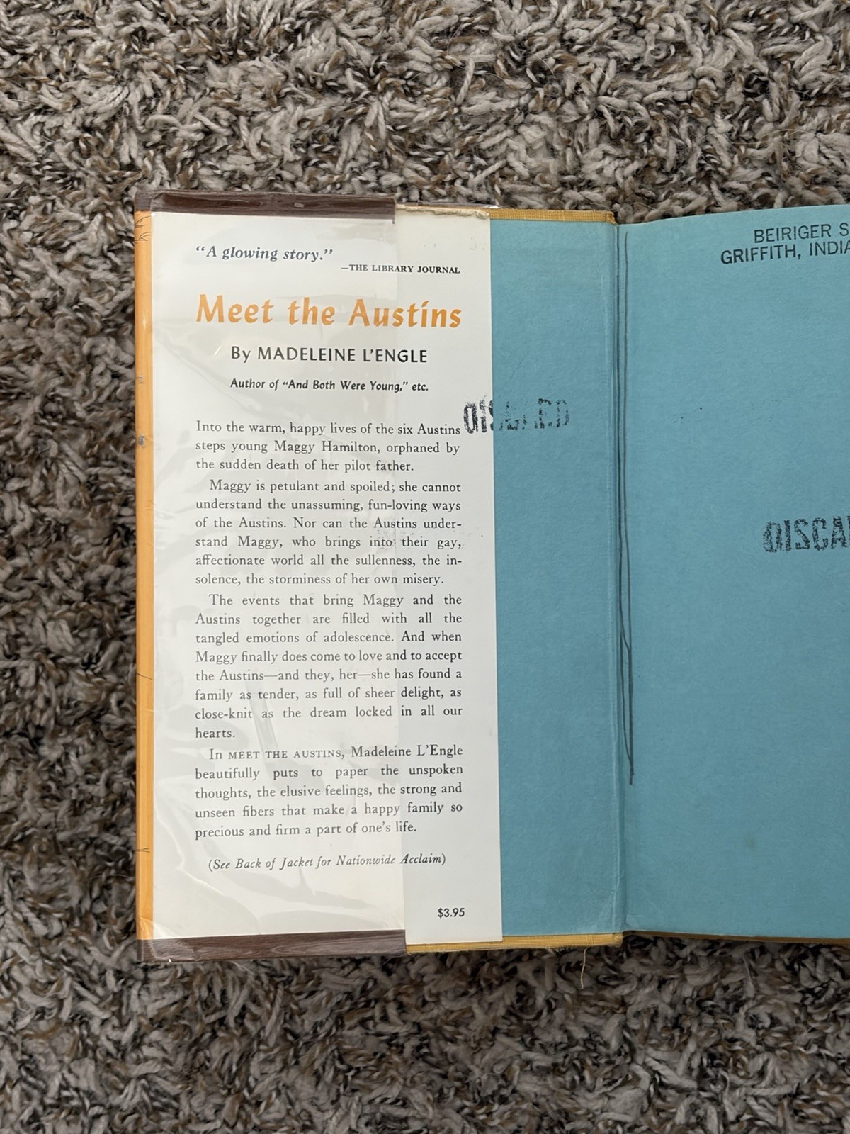 Madeleine L&rsquo;Engle Meet the Austins 1960 Library Copy Hardcover