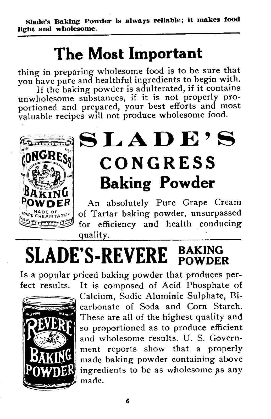 1920 Slade&rsquo;s Cooking School Recipes Vintage Cook Book 76 Pages
