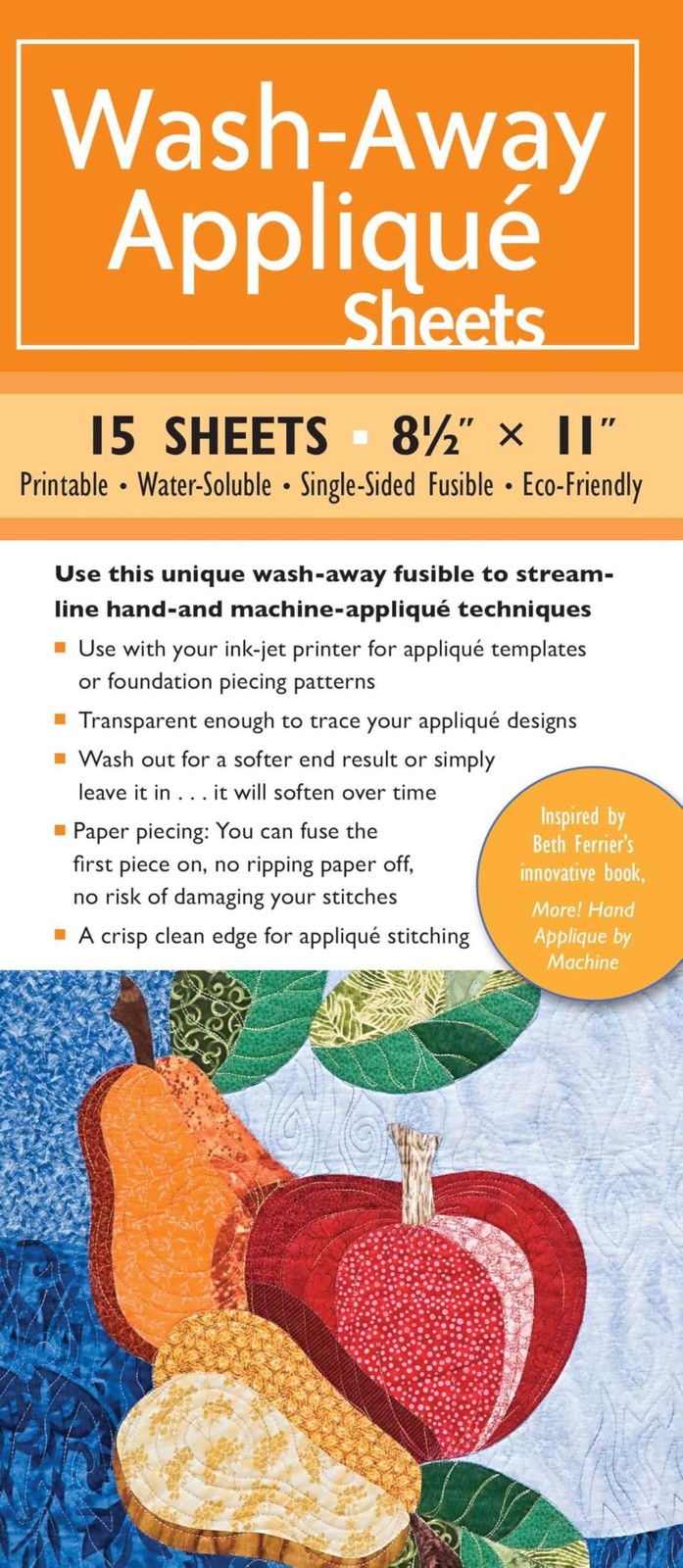 15 Sheet WashAway Applique Printable Water Soluble SingleSided 8.5×11 Inch