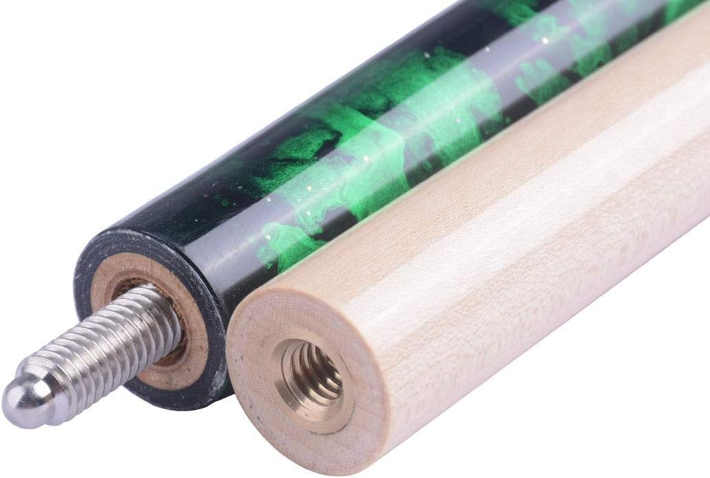 58&Prime; Pool Cue/Pool Stick Ergonomic Design Hardwood Canadian Maple 20oz, Green