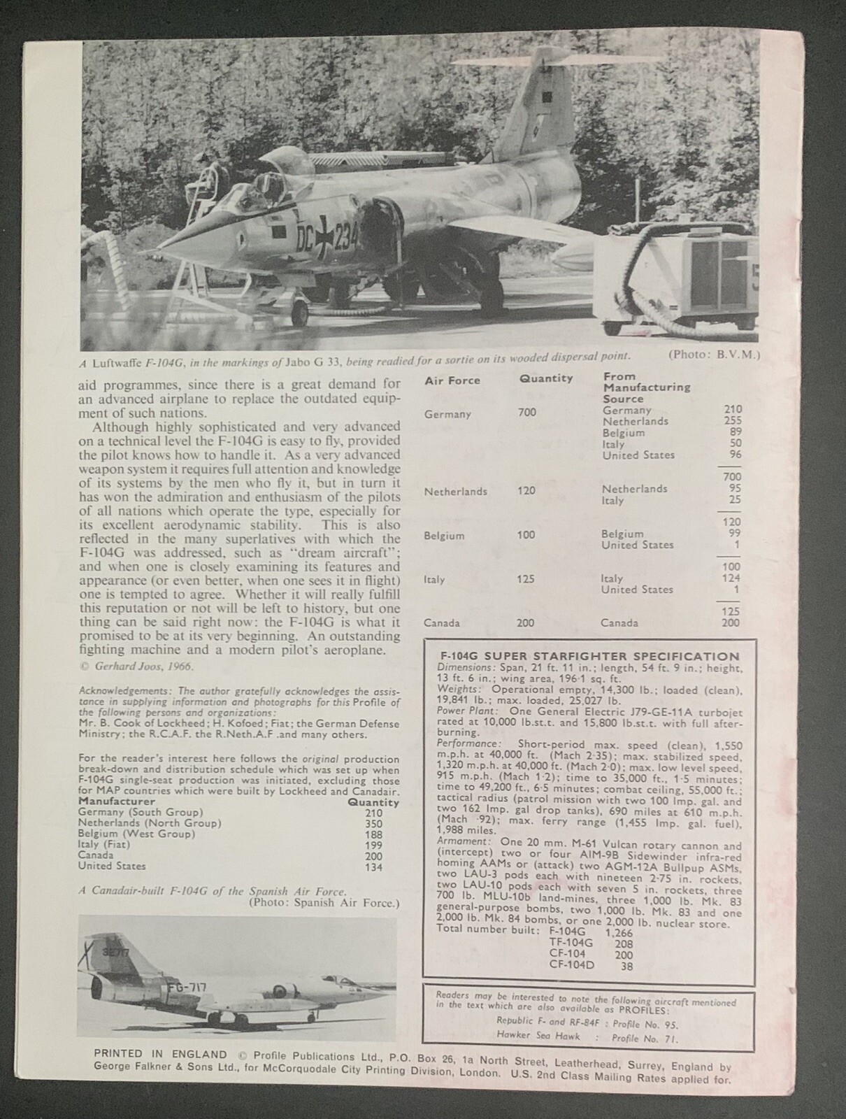 Profile Publications #131 Lockheed F-104G/CF-104