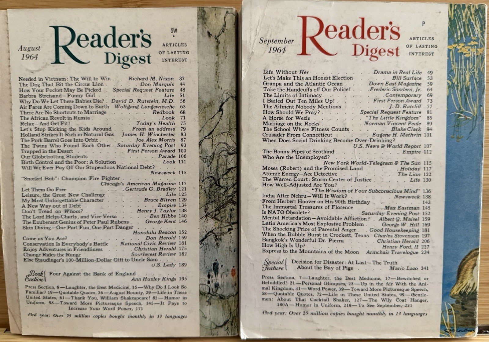 1964 August September READER&rsquo;S DIGEST MAGAZINE Vintage History Short Story Tales
