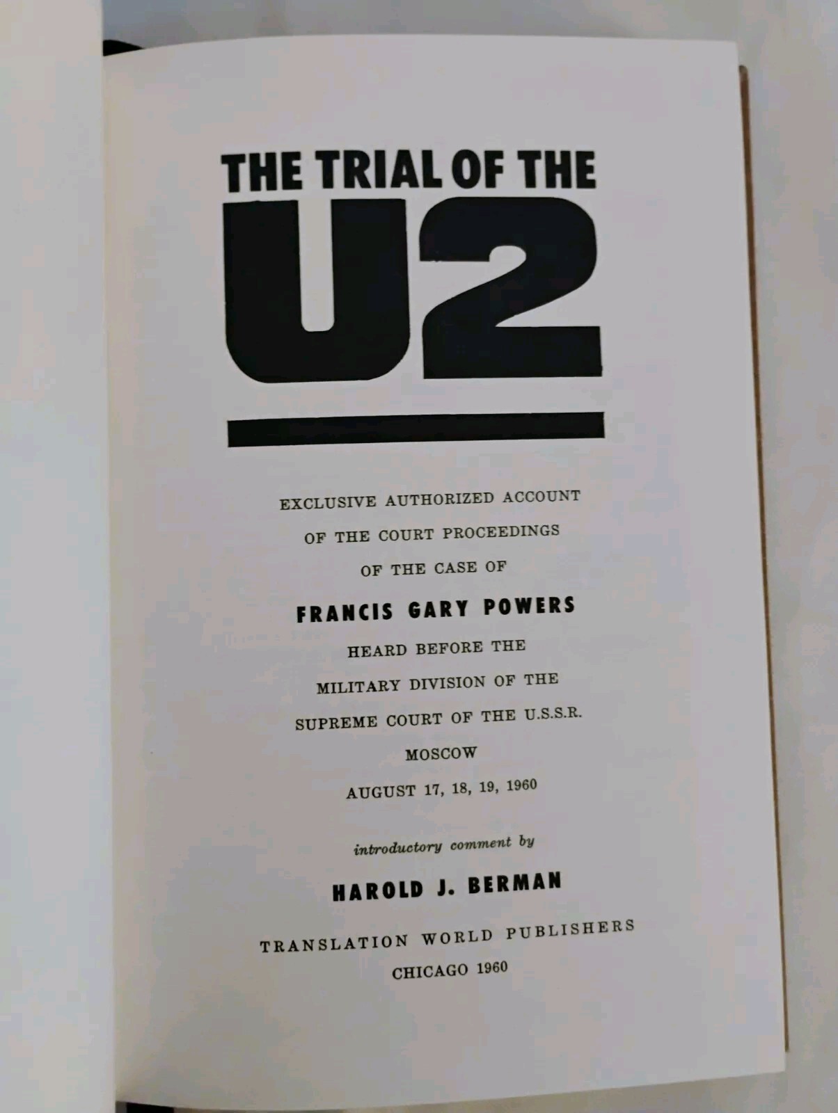 The Trial of the U2, gryphon notable trials library, history, military plane HC