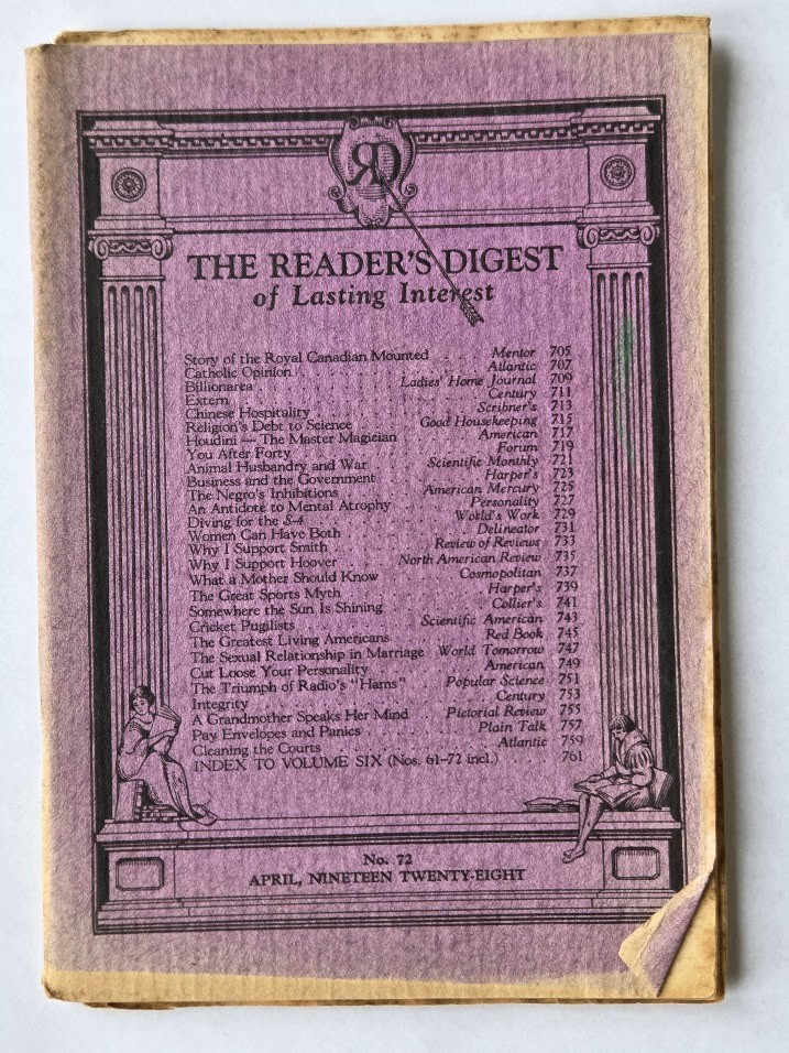 Antique 1928 The Reader&rsquo;s Digest of Lasting Interest Magazine Booklets U Choose