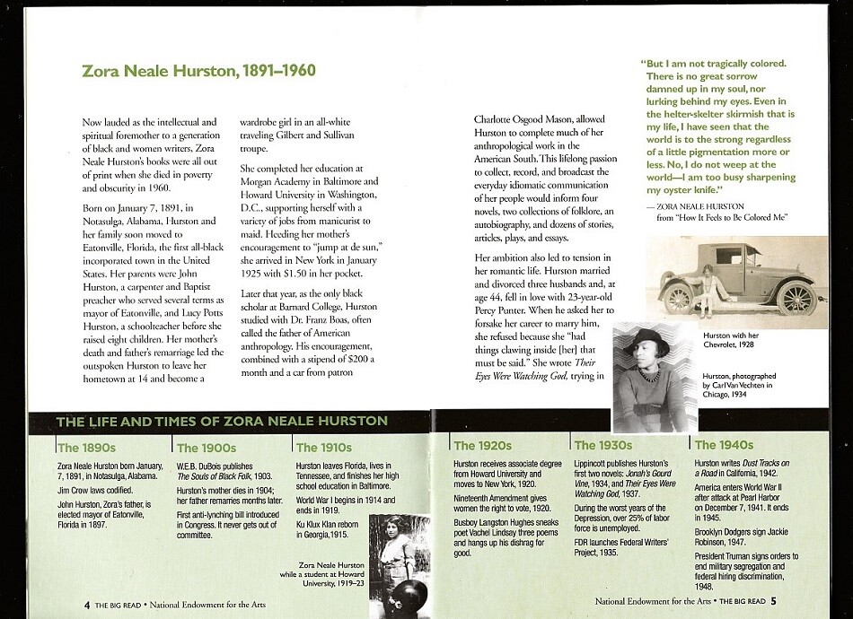 ZORA NEALE HURSTON THEIR EYES WERE WATCHING GOD~A READER&rsquo;S GUIDE & BIOGRAPHY