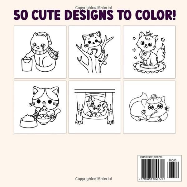 Comfy Cats Coloring Book: 50 Bold & Easy Designs for Adults and Kids