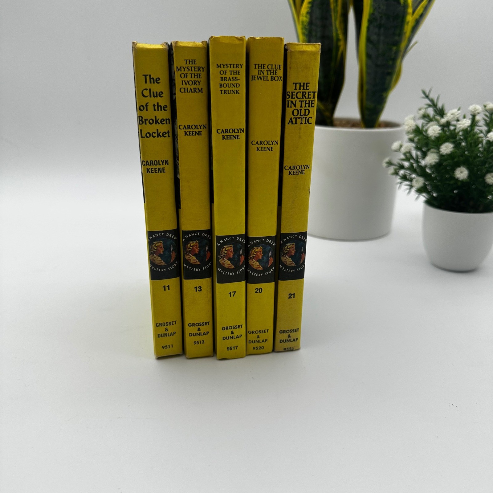 Lot of 5 Nancy Drew Yellow Matte Hardcover 60&rsquo;s & 70&rsquo;s #11,13,17,20,21 Keene
