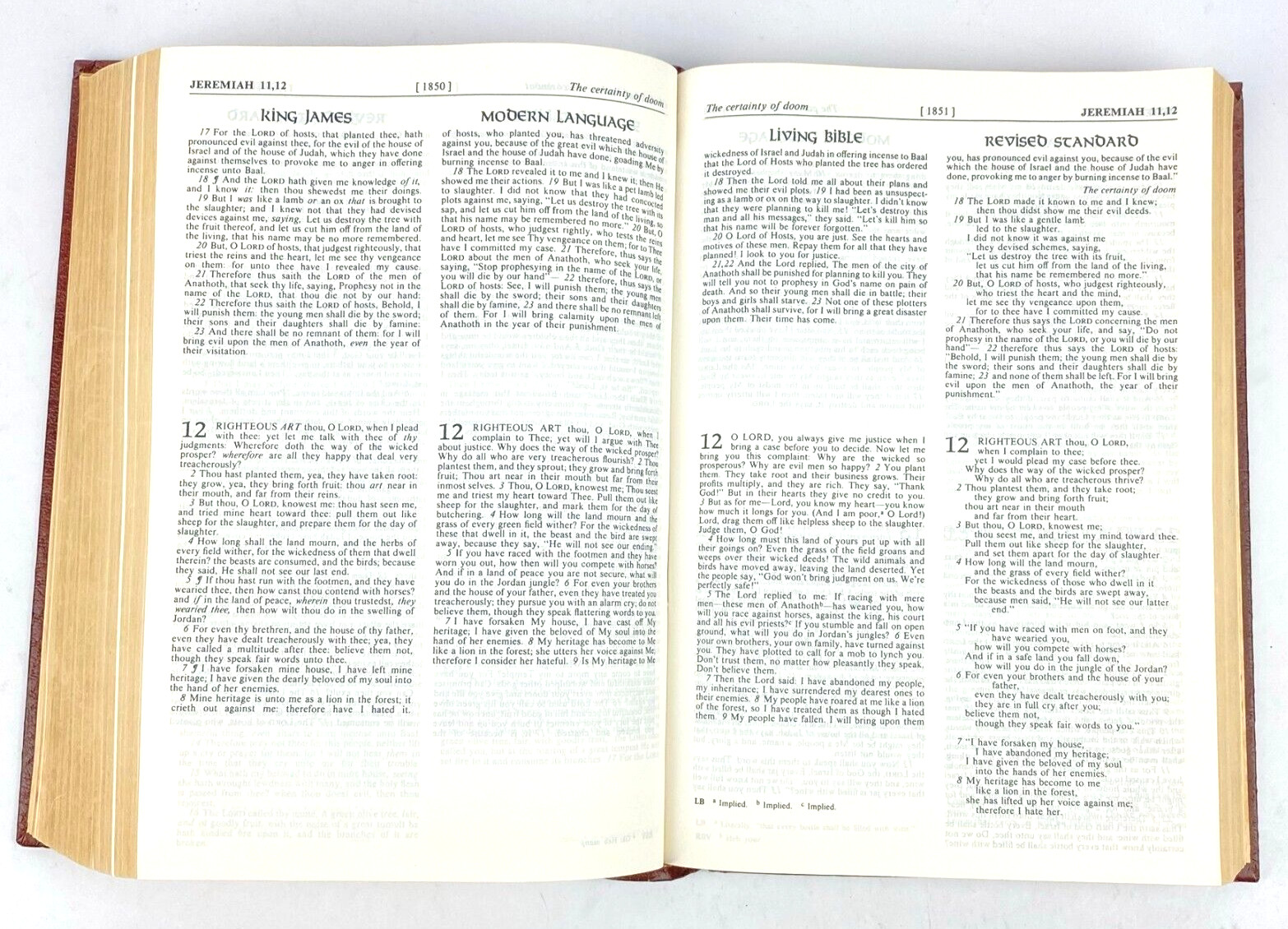 Layman&rsquo;s Parallel Bible KJV MLB Living Bible RSV Zondervan Hardcover 1973 VTG
