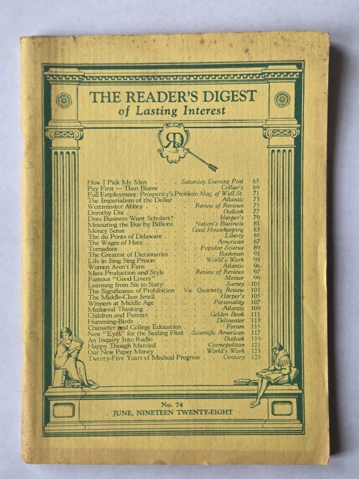 Antique 1928 The Reader&rsquo;s Digest of Lasting Interest Magazine Booklets U Choose