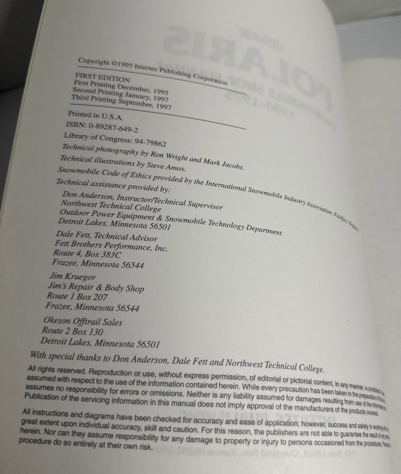 Clymer Polaris Snowmobile Shop Repair Manual 1990-1995 S833