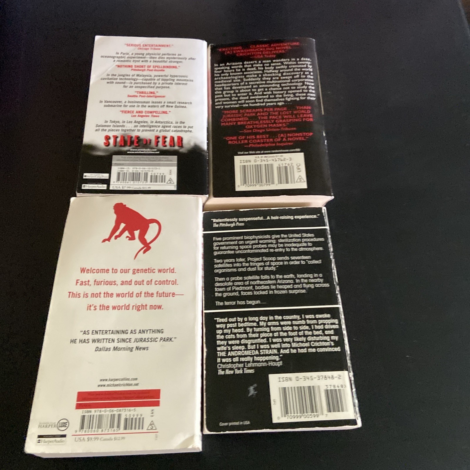 MIchael Crichton Fiction Lot Of 8 Paperbacks Good – Good + Condition