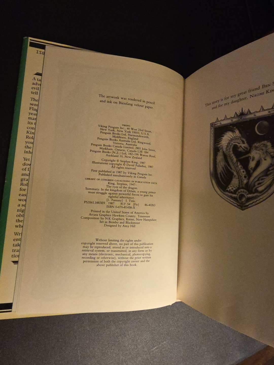 Stephen King • THE EYES OF THE DRAGON • 1st Viking Trade Edition HC • 1987