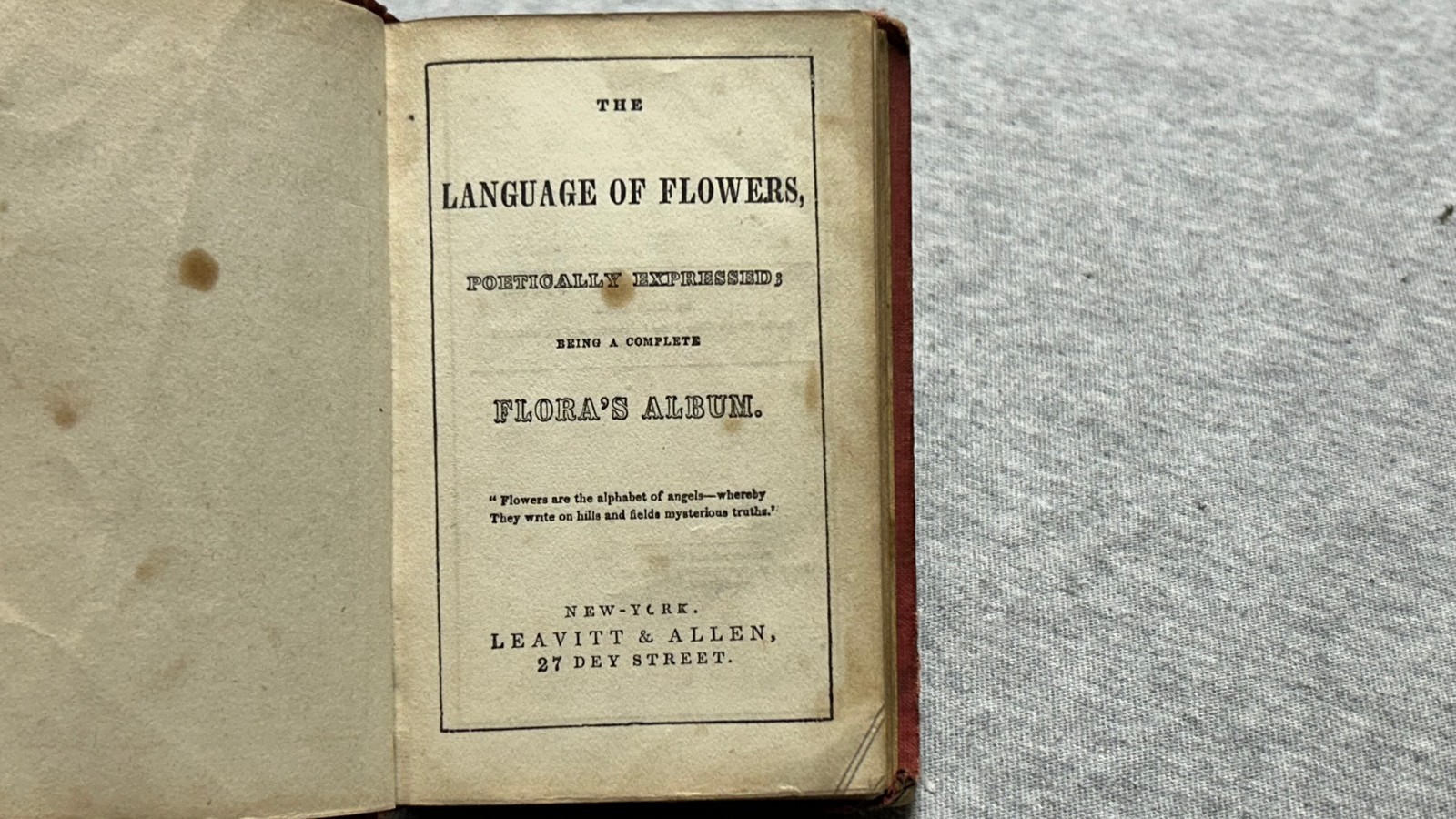 Dated 1847, FLORA&rsquo;S ALBUM Language of Flowers Mini Antique Book