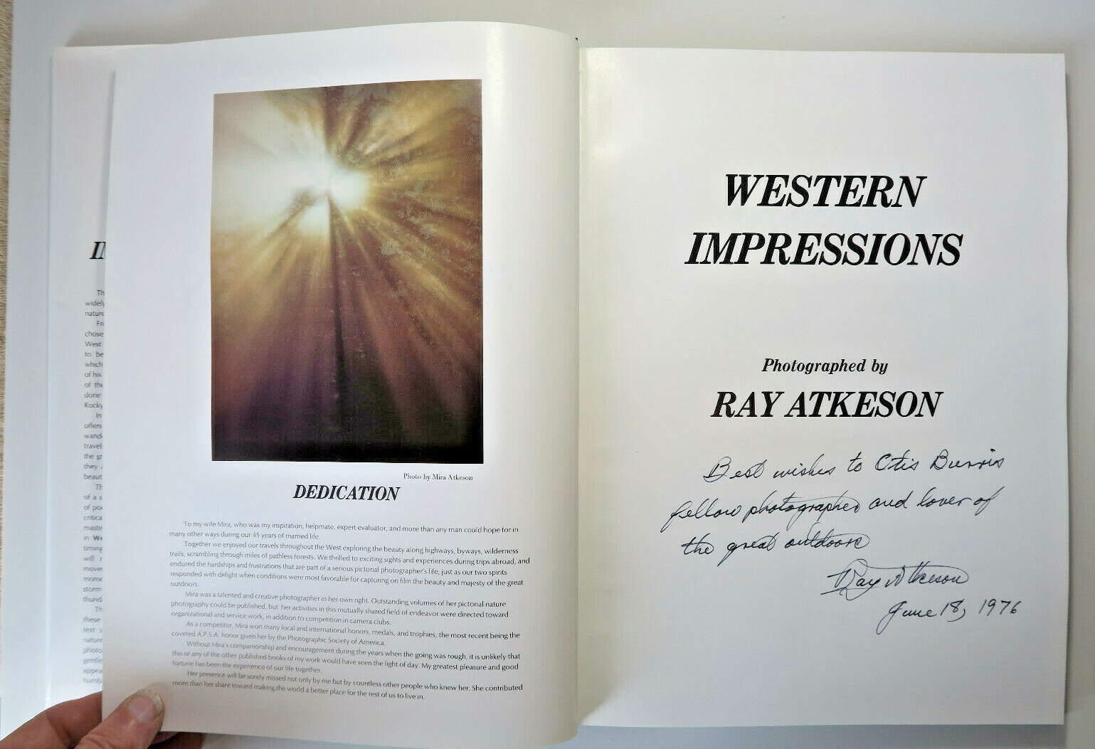 Ray ATKESON&rsquo;S Western Impressions; SIGNED HC/DJ 1976 *Like New*