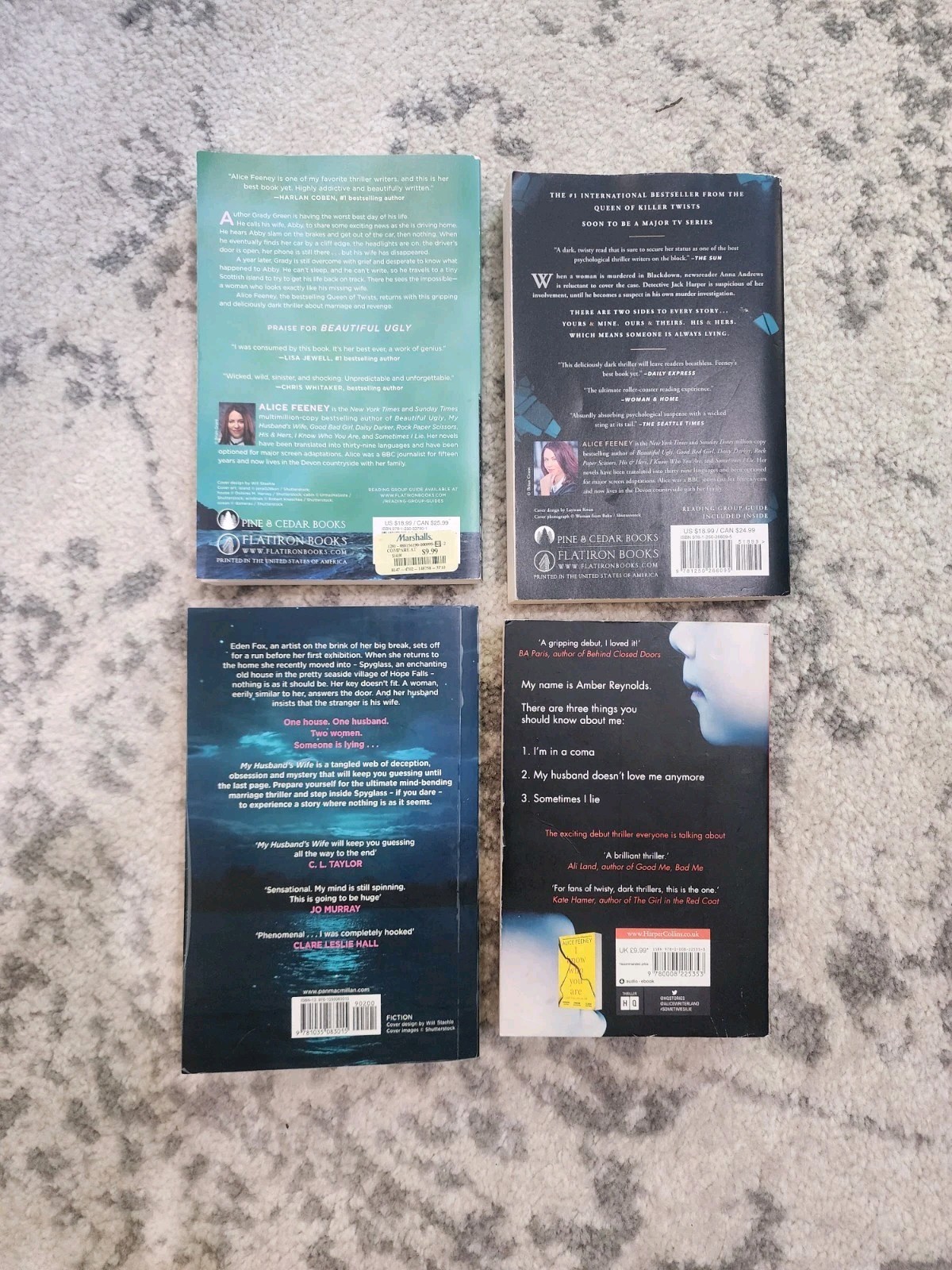 Lot Of 4 ALICE FEENEY Beautiful Ugly My Husband&rsquo;s Wife Sometimes I Lie His&hers