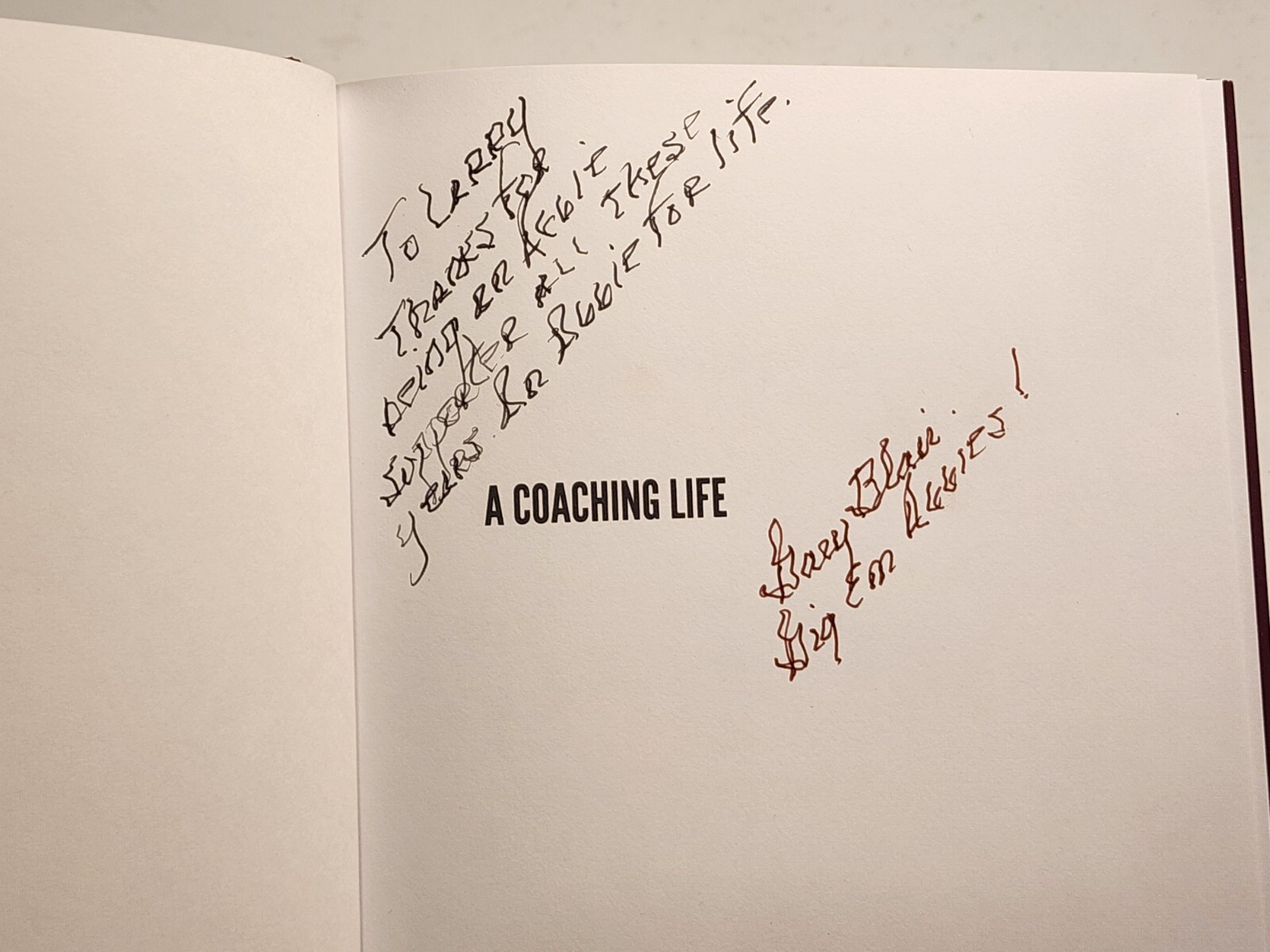 A Coaching Life by Gary Blair & Rusty Burson 2017 Hardcover Dust Jacket SIGNED