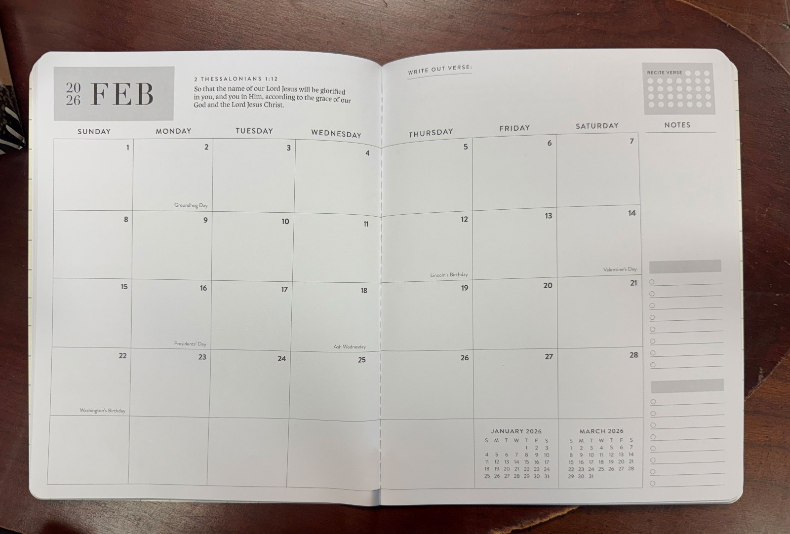 2026 « Praying Always » 17-Month Day Planner – OCEAN GREY (Sep 2025 – Dec 2026)