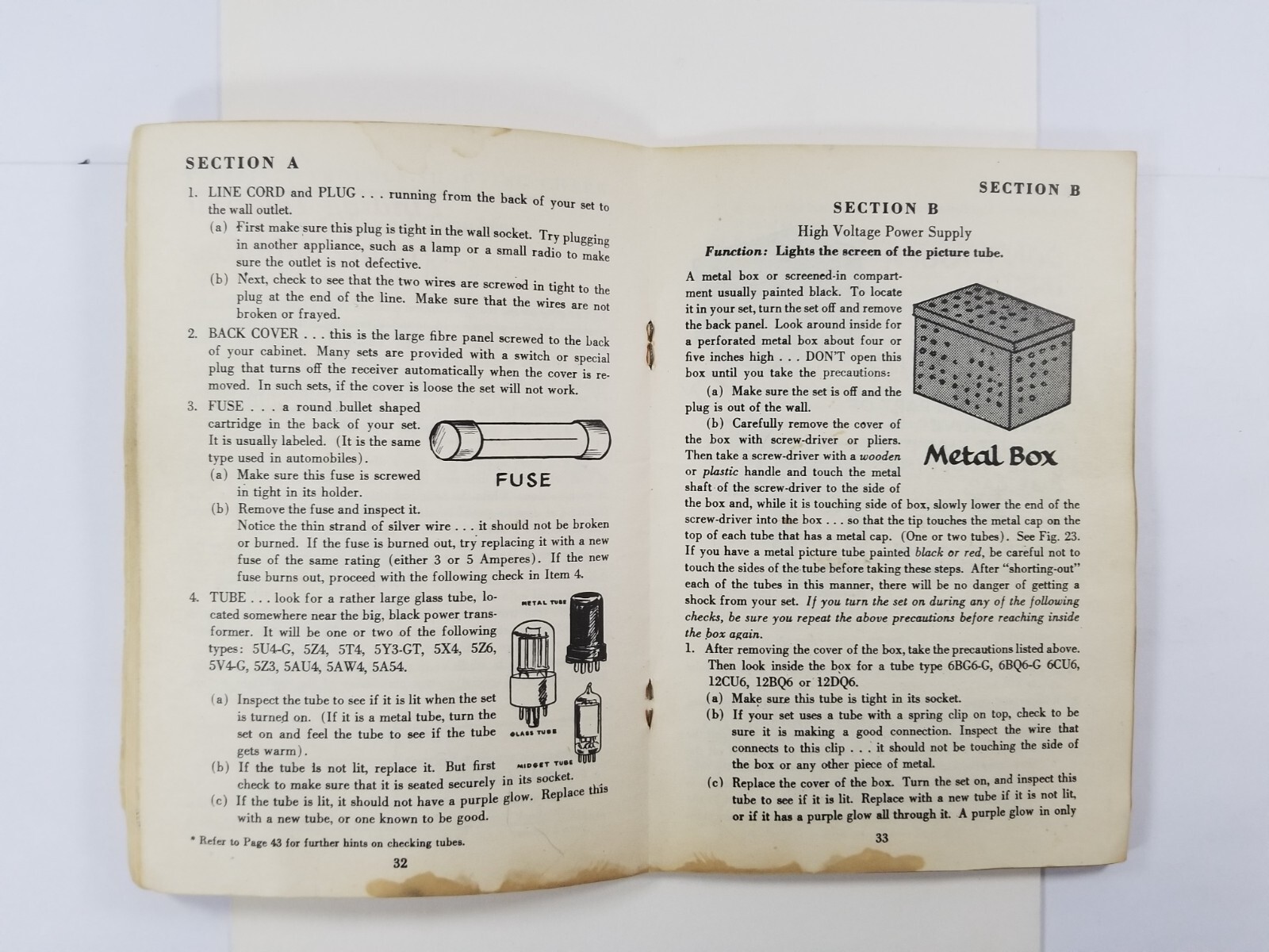 1950&rsquo;S GENERAL TELEVISION MANUAL (MISSING COVER)