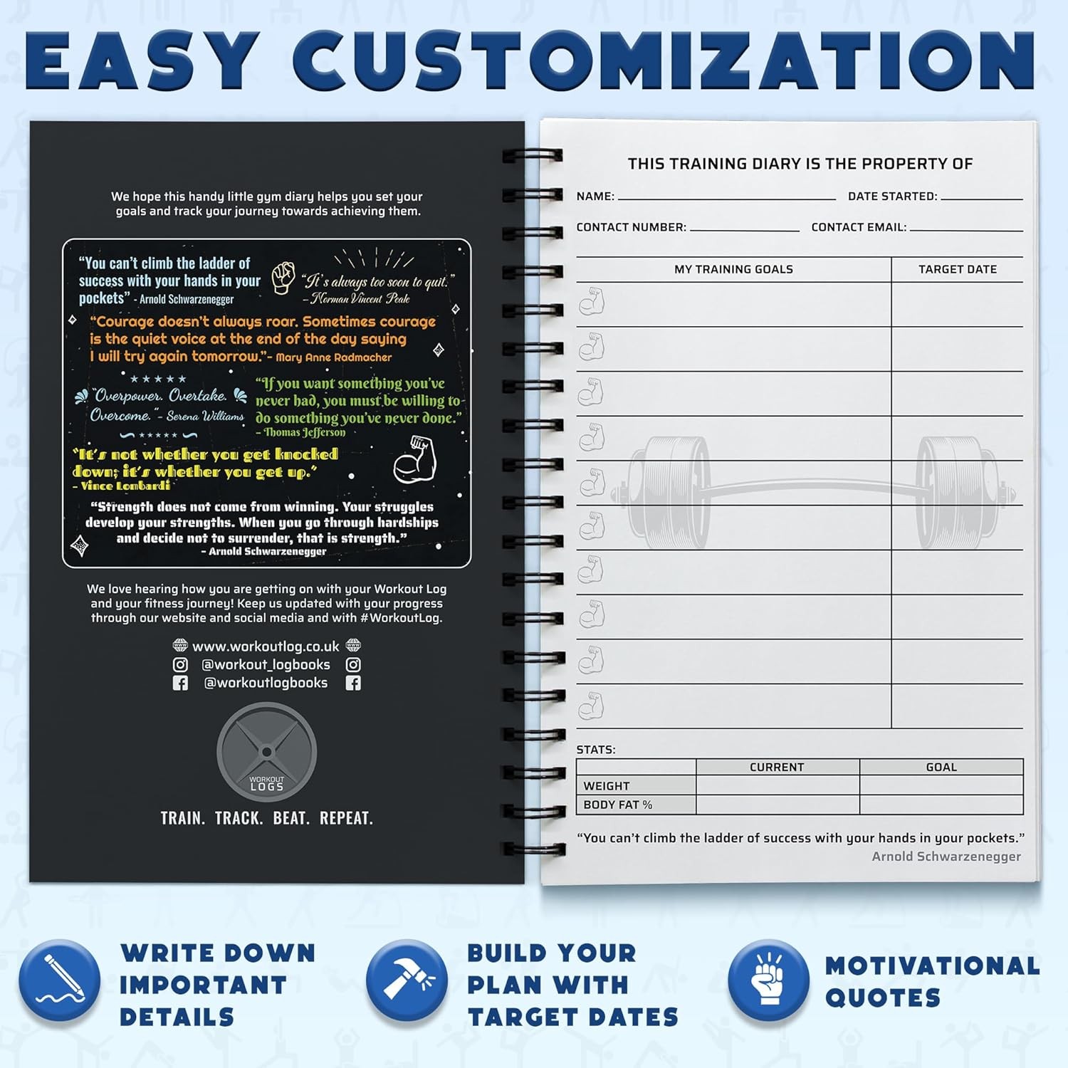 Workout Planner for Daily Fitness Tracking & 1pack, Charcoal Grey-Soft Cover
