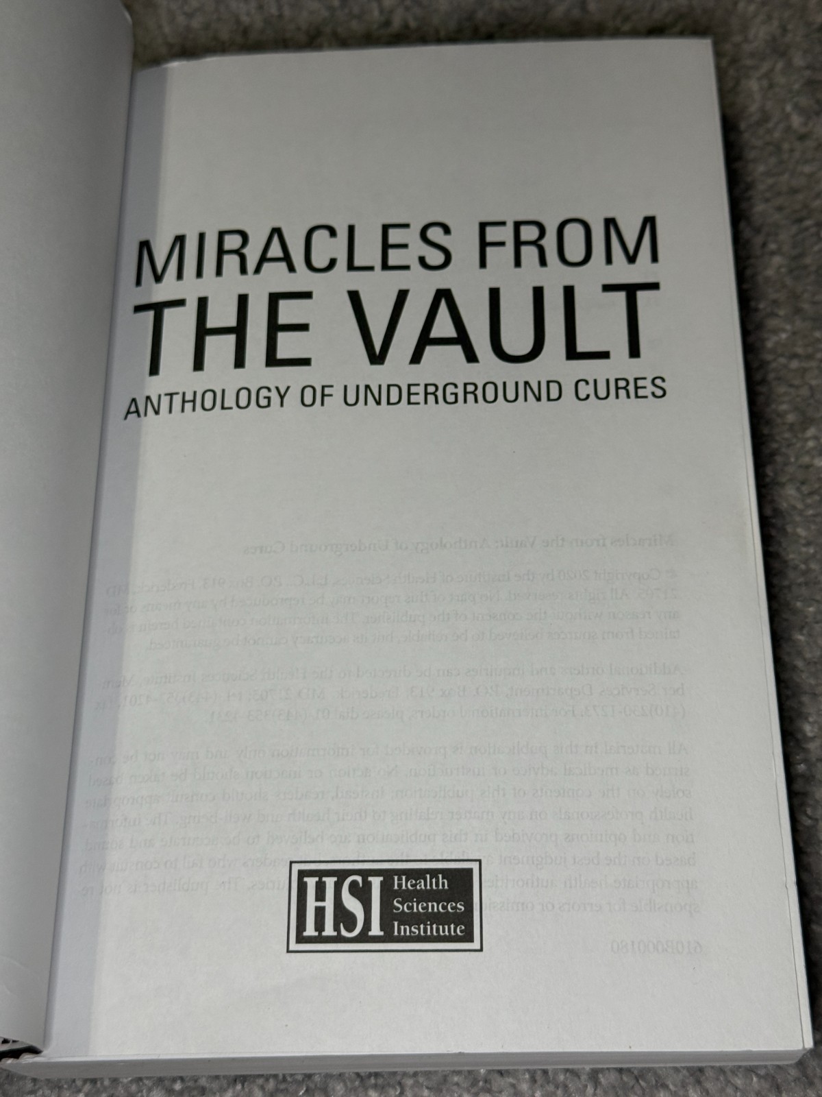Miracles from the Vault Anthology of Underground Cures Health Sciences Institute