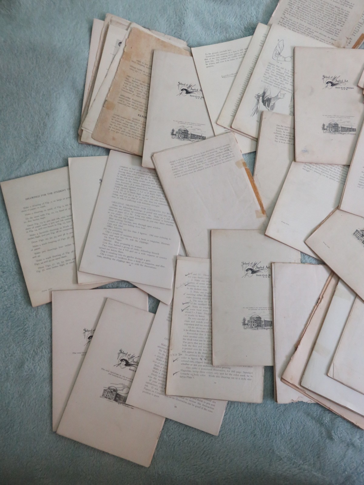 Lot of 45 1909 School of Applied Art Battle Creek, Michigan Commercial Drawing
