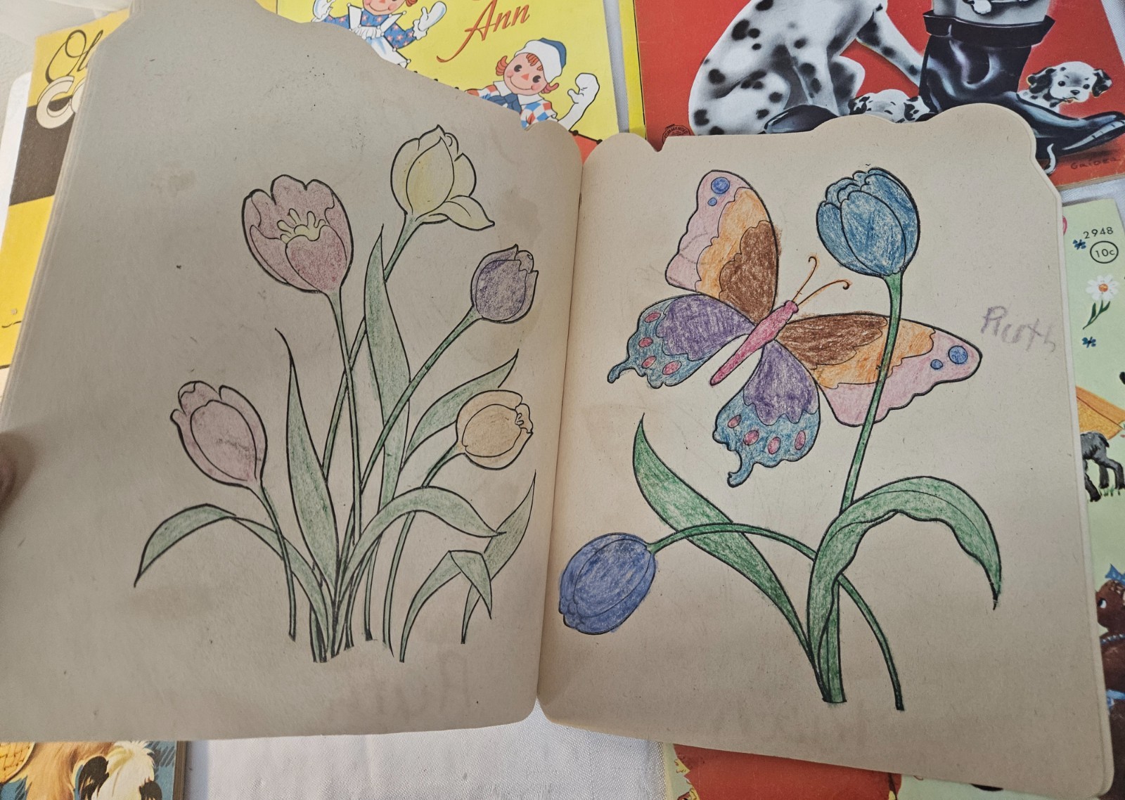 Lot of 10 Vintage USED Children&rsquo;s Coloring Books 1950&rsquo;s-60s Era in Nice Shape