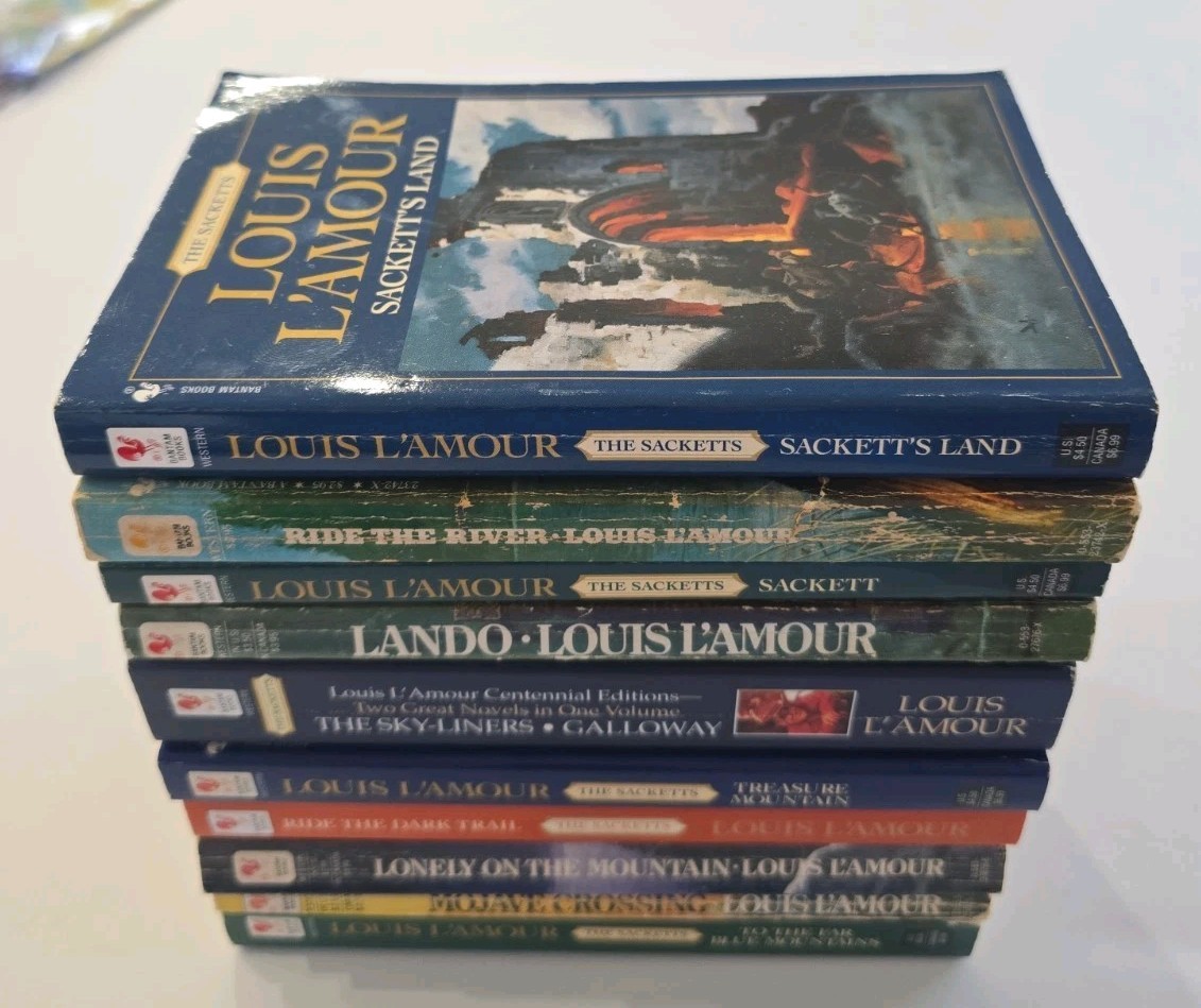 Lot of Ten (10) Sackett series Louis L&rsquo;amour paperback USED Bantam Books Mixed