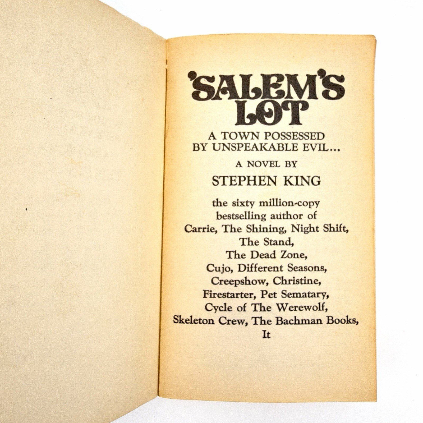 Salem&rsquo;s Lot Stephen King 1976 Signet PB 1st Edition Late Printing Vampire Horror