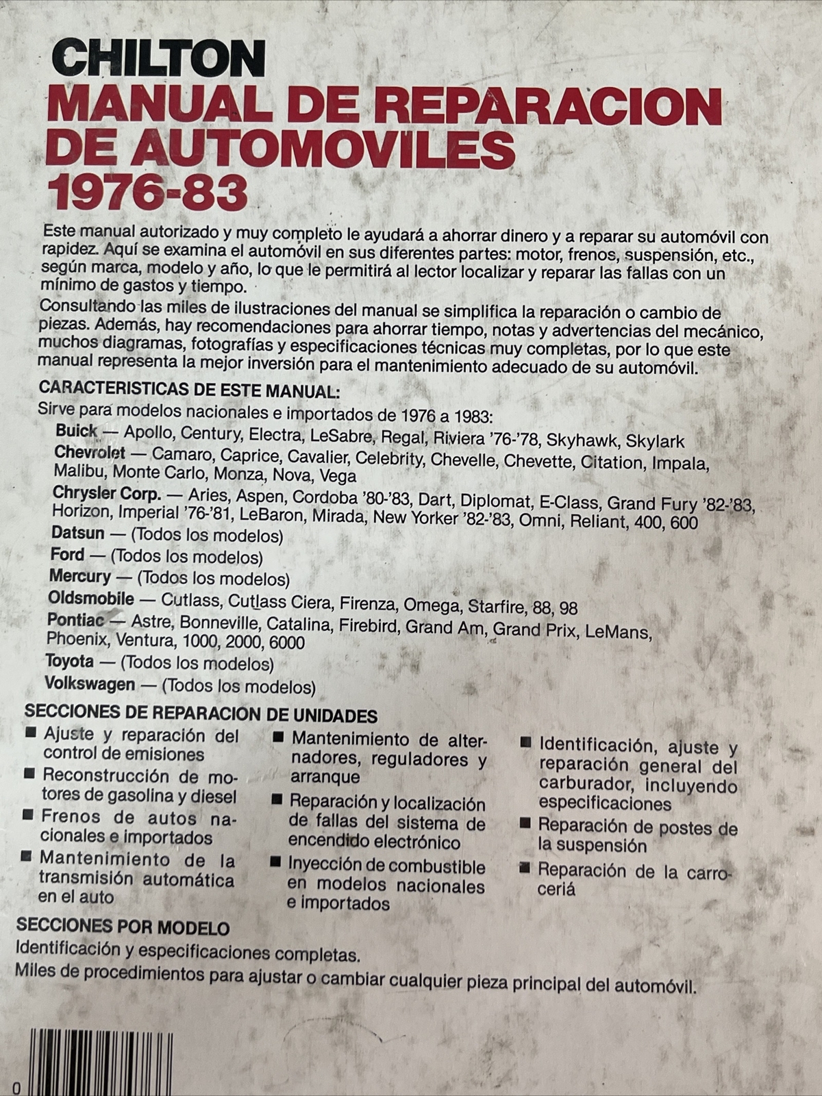 Chilton&rsquo;s Spanish-Language Auto Repair Manual 1976-83 (Chilton&rsquo;s Spanish-Langu..