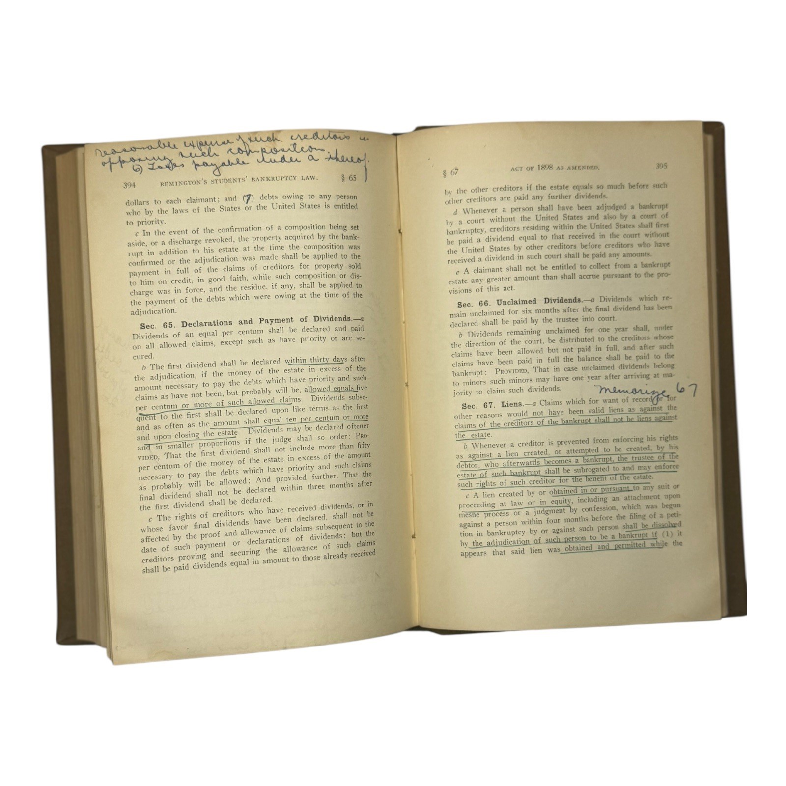 1924 Students Remington Book On Bankruptcy Law, Elements of 2nd Ed. os
