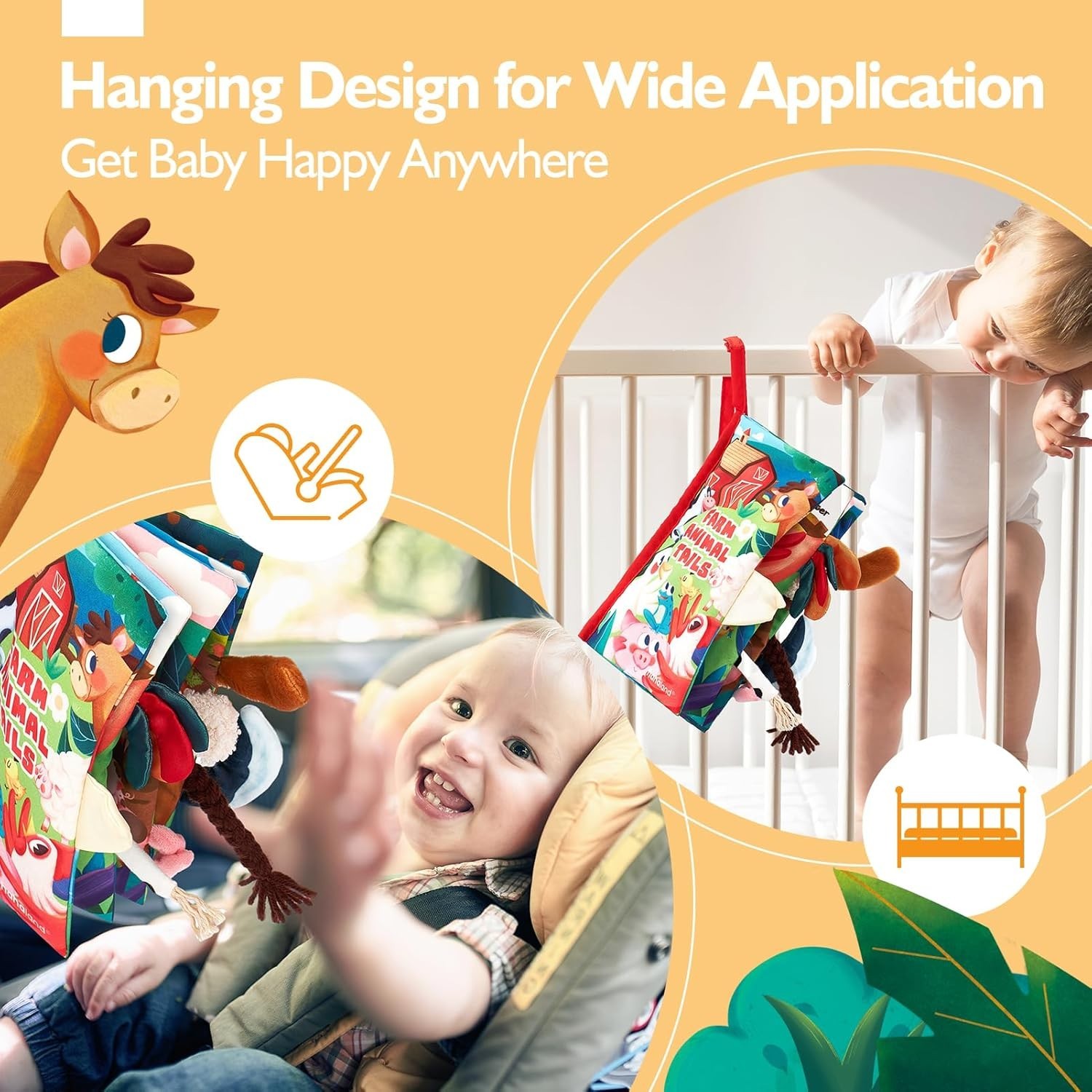 Multicolored Farm Tails Cloth Book – Engaging Sensory Experience for Babies