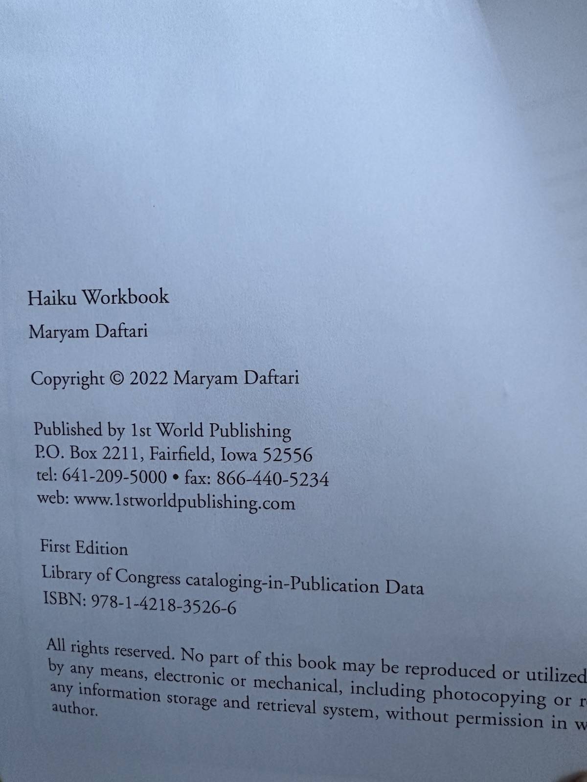 Haiku Workbook Maryam Daftari 2022 Like New Paperback