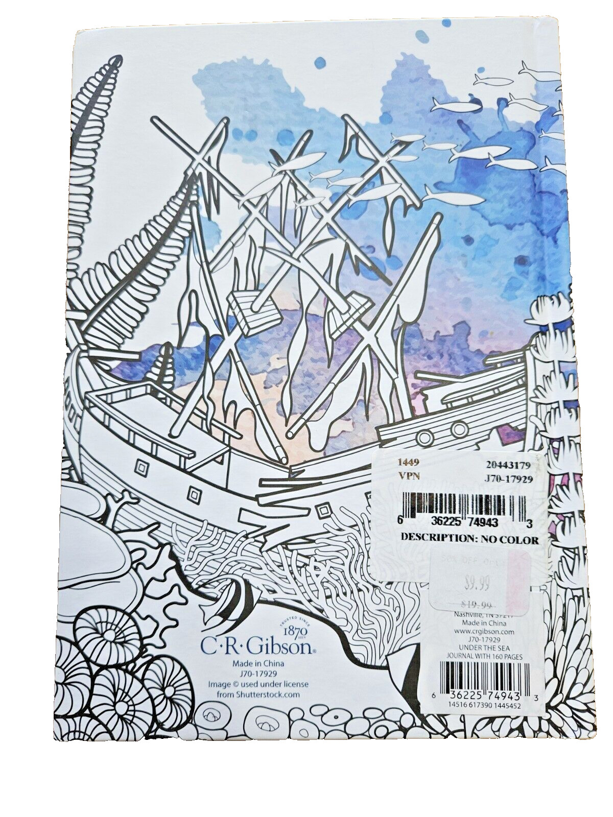 Color Me! Journal: Relax in The Ocean « Under The Sea » 6&Prime; X 81/2&Prime; Tall 160 Pages