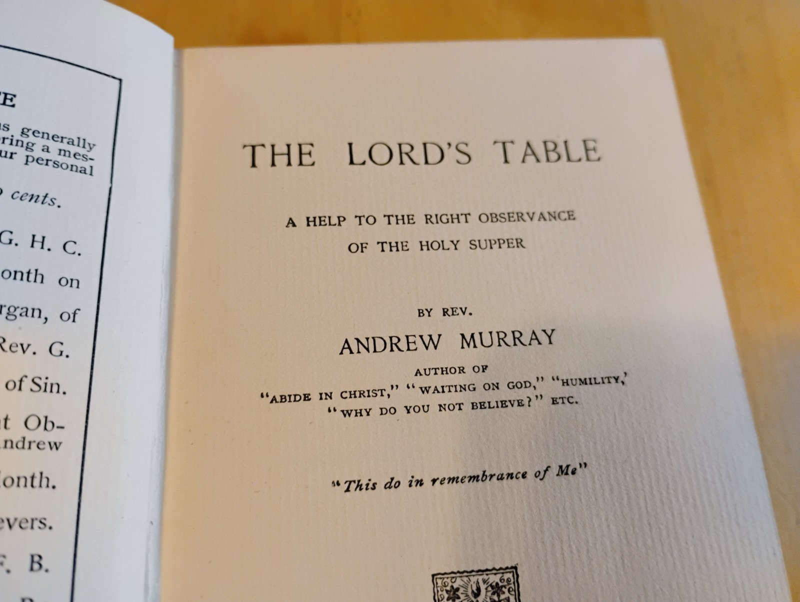 The Lord&rsquo;s Table Andrew Murray RARE Hardback Antique book 1897 Revell Christian
