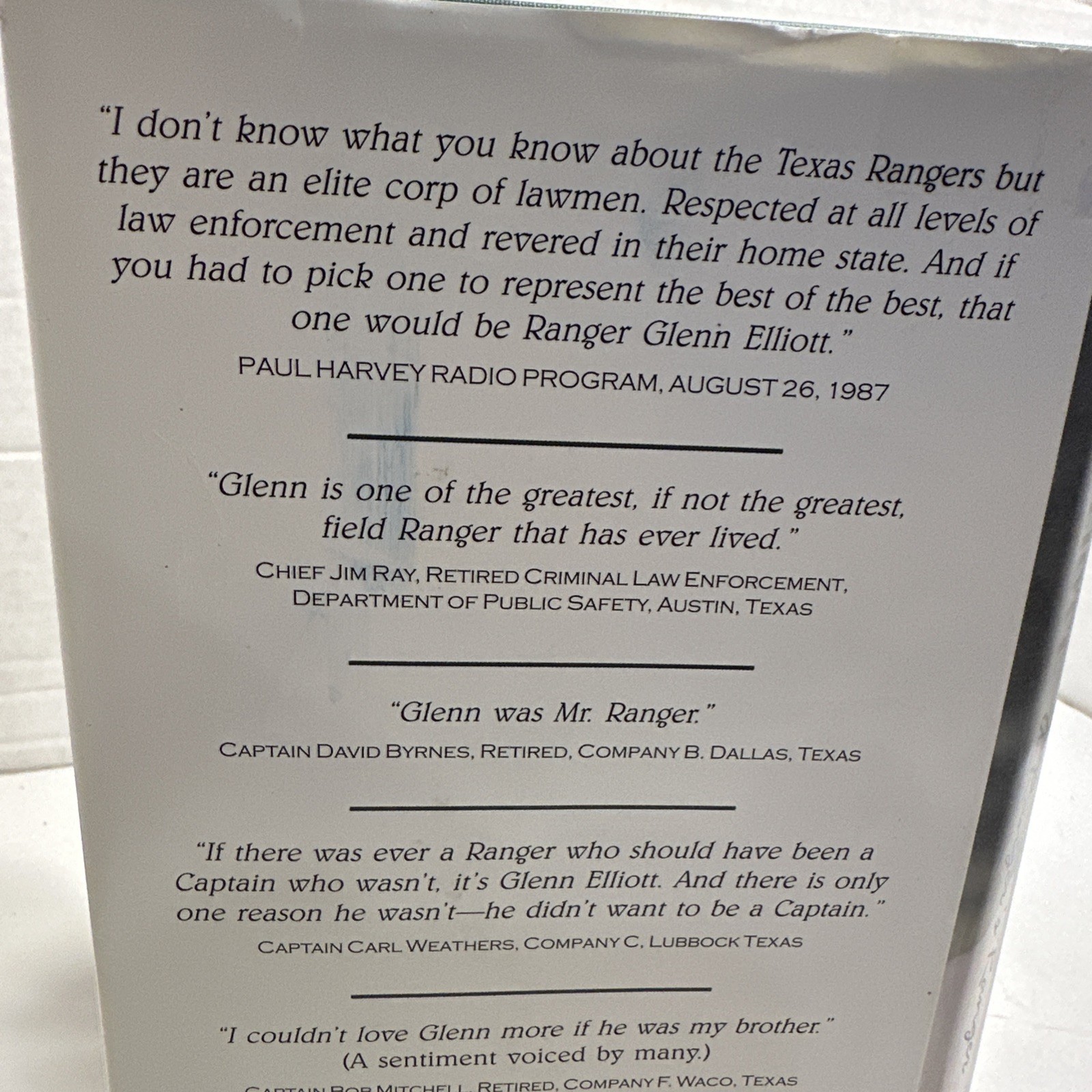 Glenn Elliott: A Ranger&rsquo;s Ranger by Glenn Elliott Hardcover Dust Jacket Signed