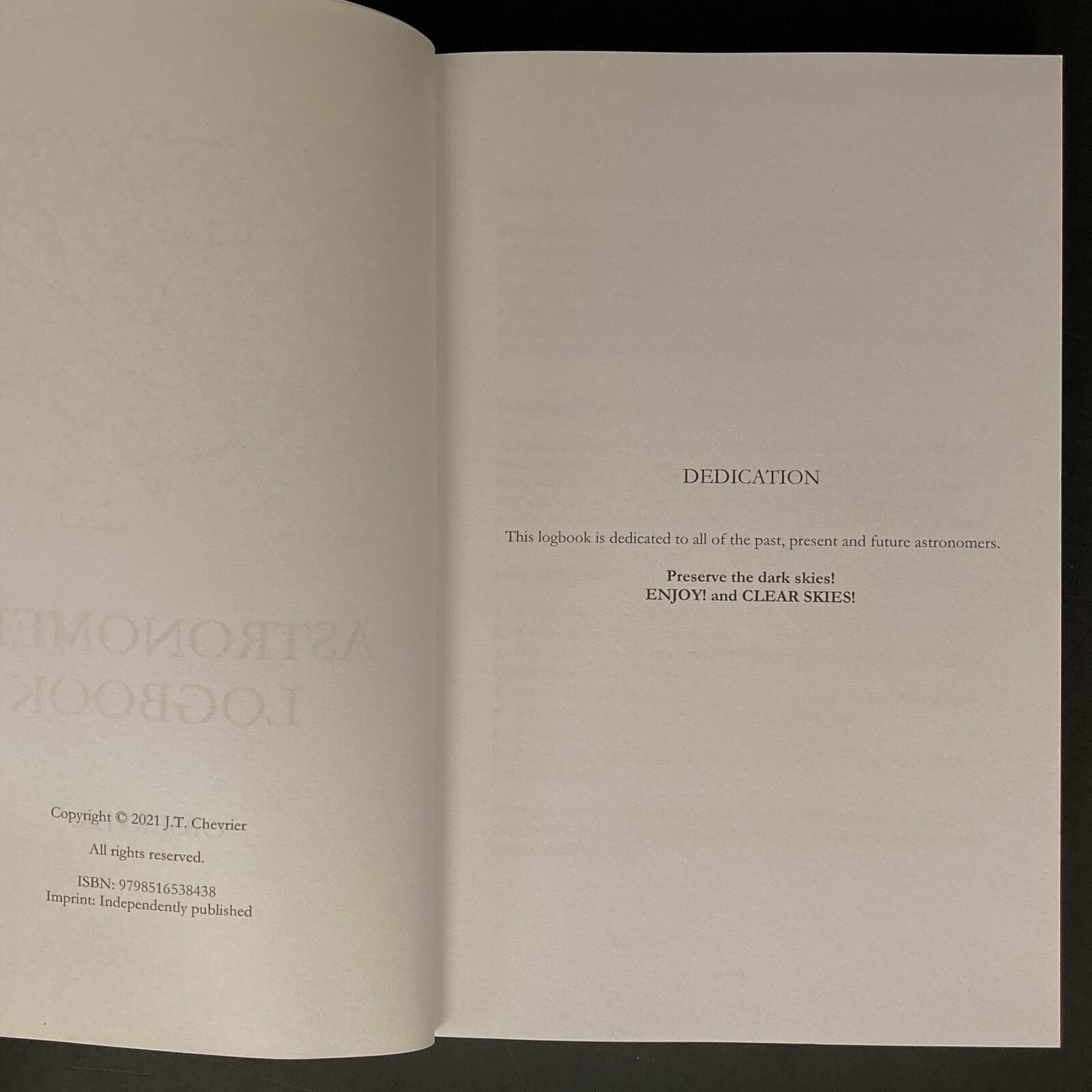 Astronomer&rsquo;s Logbook by J.T. Chevrier (2021, Trade Paperback) LN 328 pages