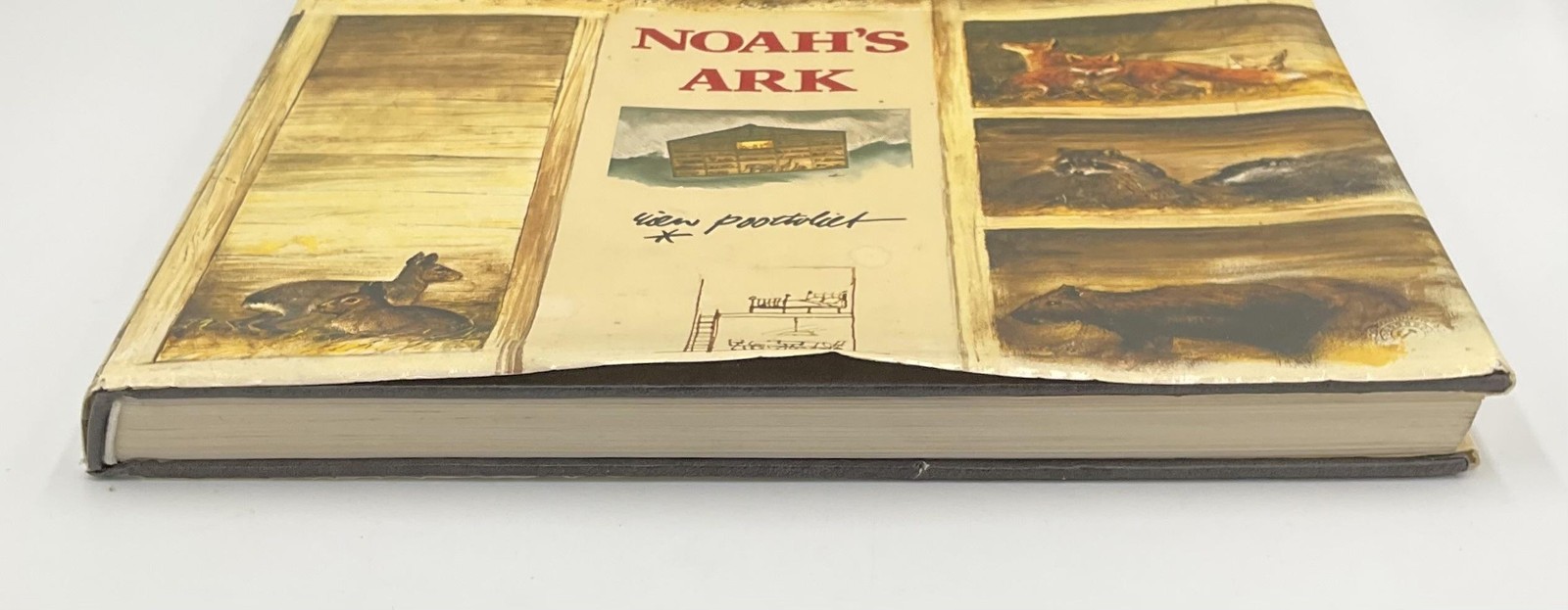 Vintage Noah&rsquo;s Ark Rien Poortvliet HC Beige Illustrated 1986 Abrams Netherlands